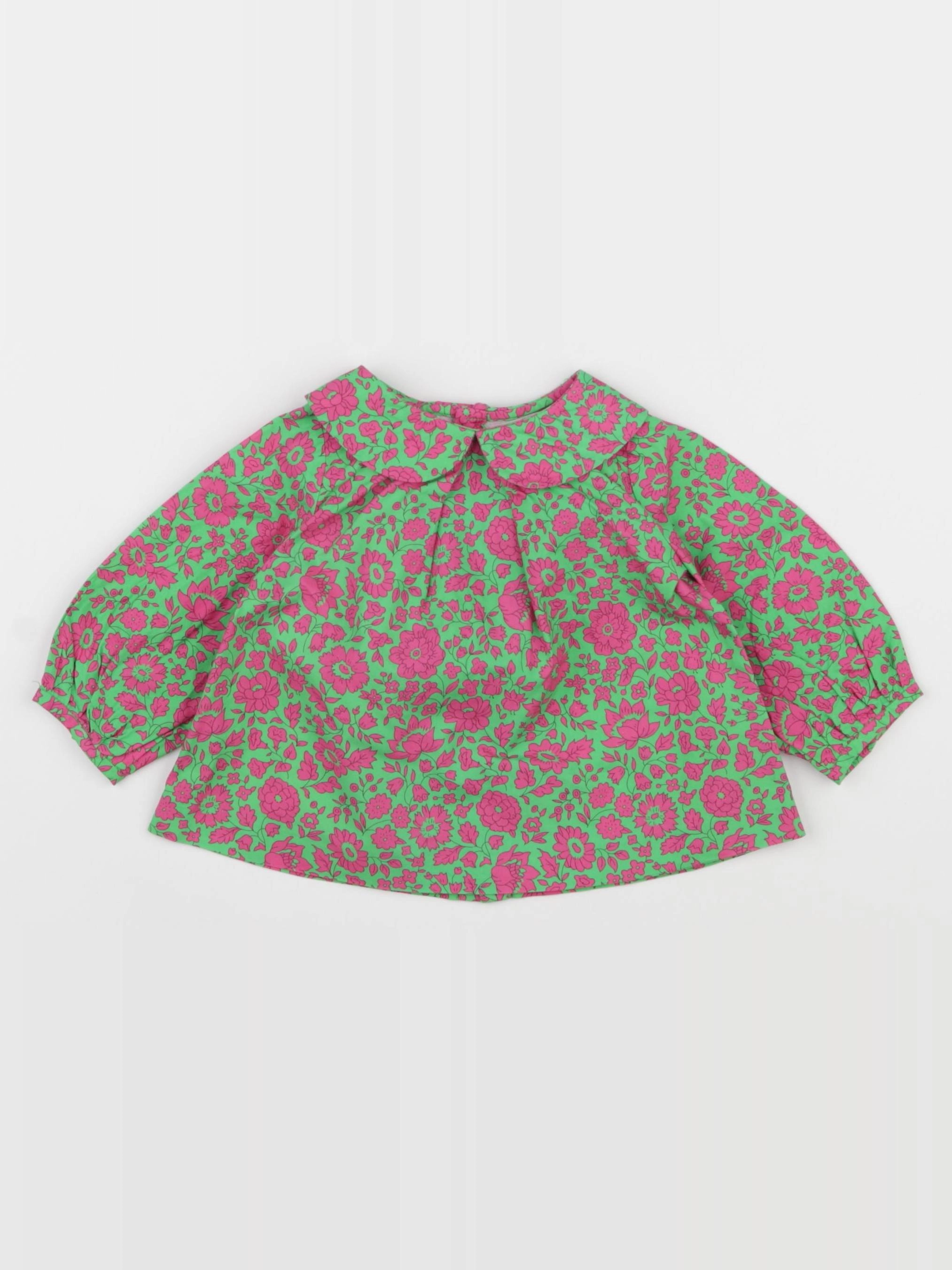 Jacadi - blouse liberty vert, rose - 6 mois