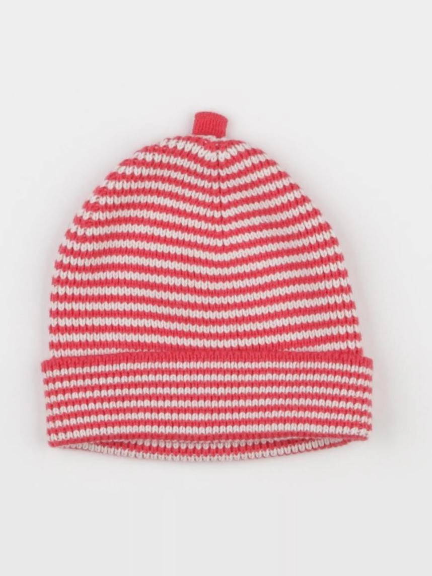 Petit Bateau - bonnet blanc, rose - 12/18 mois