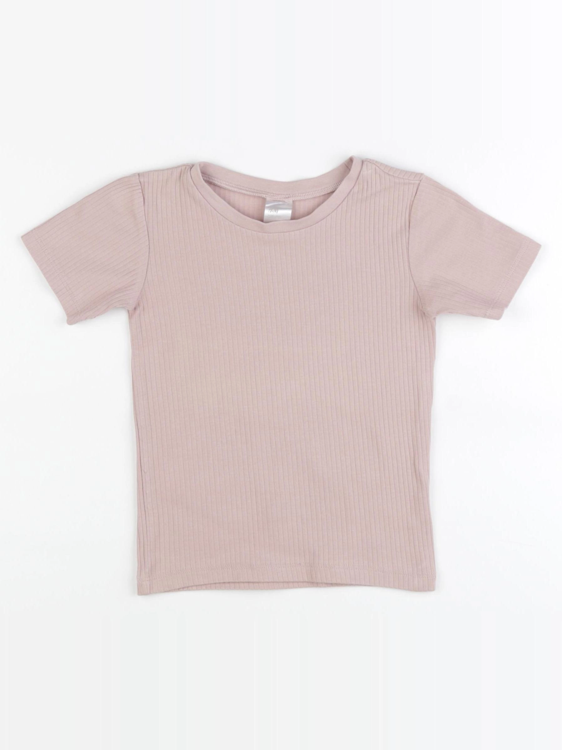H&M - tee-shirt beige, rose - 2/3 ans