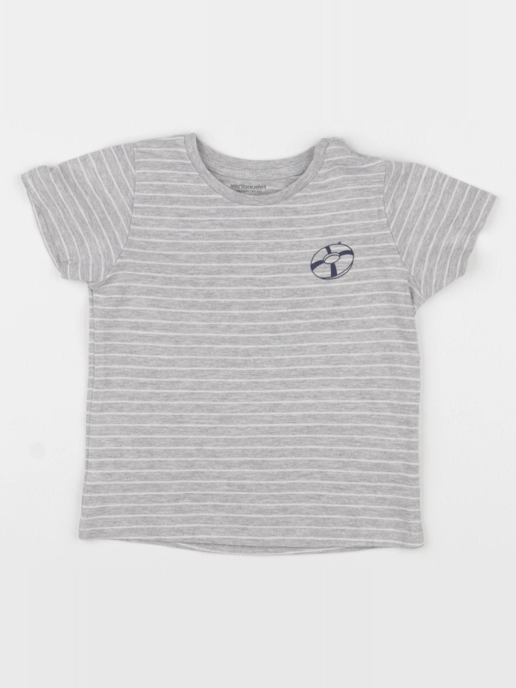 Vertbaudet - tee-shirt blanc, gris - 18 mois