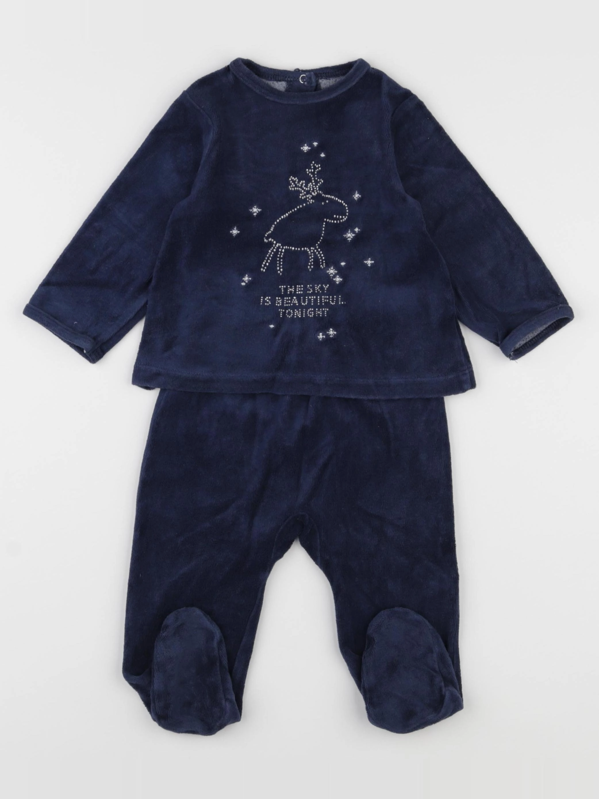 Vertbaudet - pyjama velours bleu - 9 mois