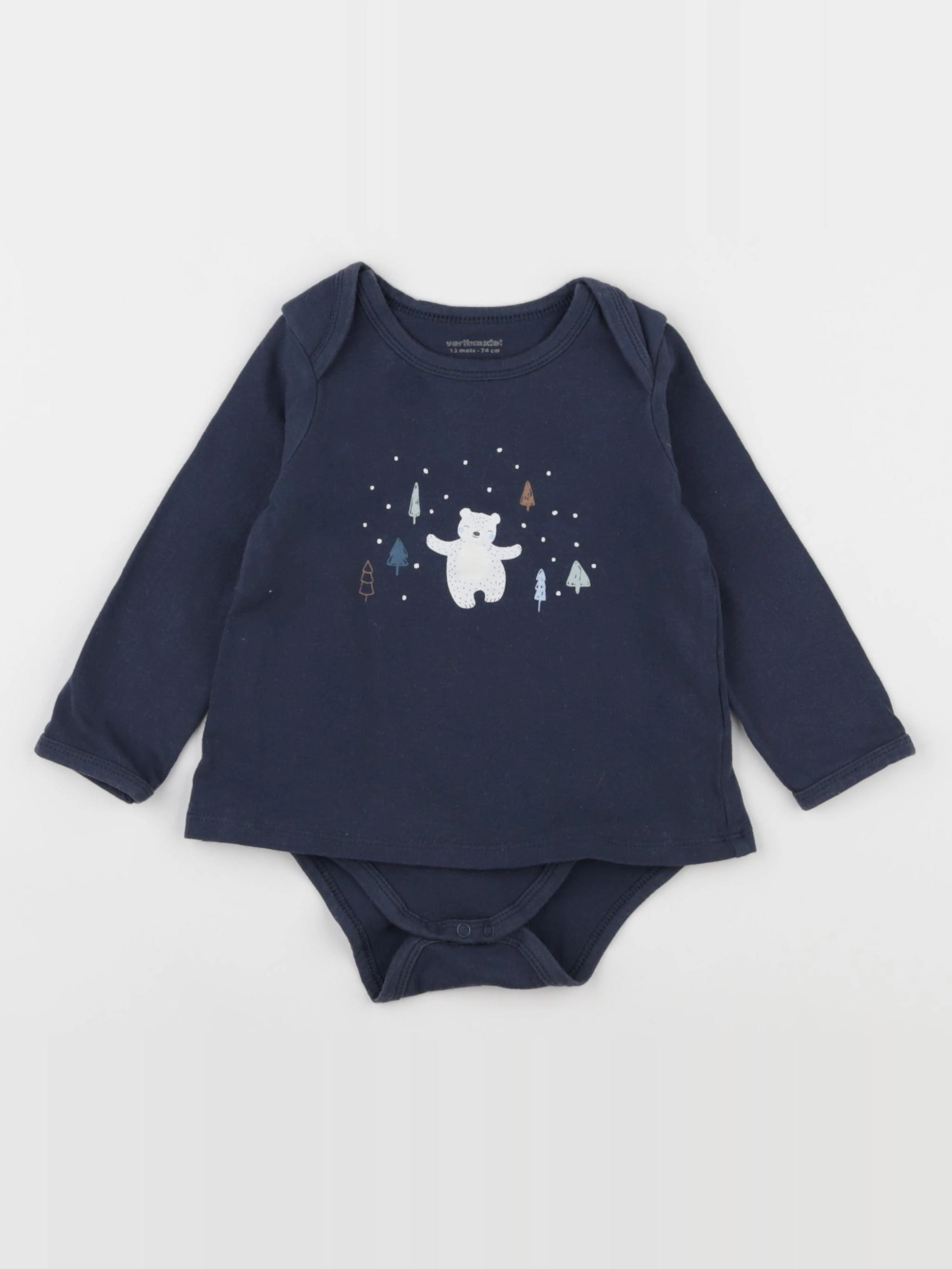 Vertbaudet - body tee-shirt bleu - 12 mois
