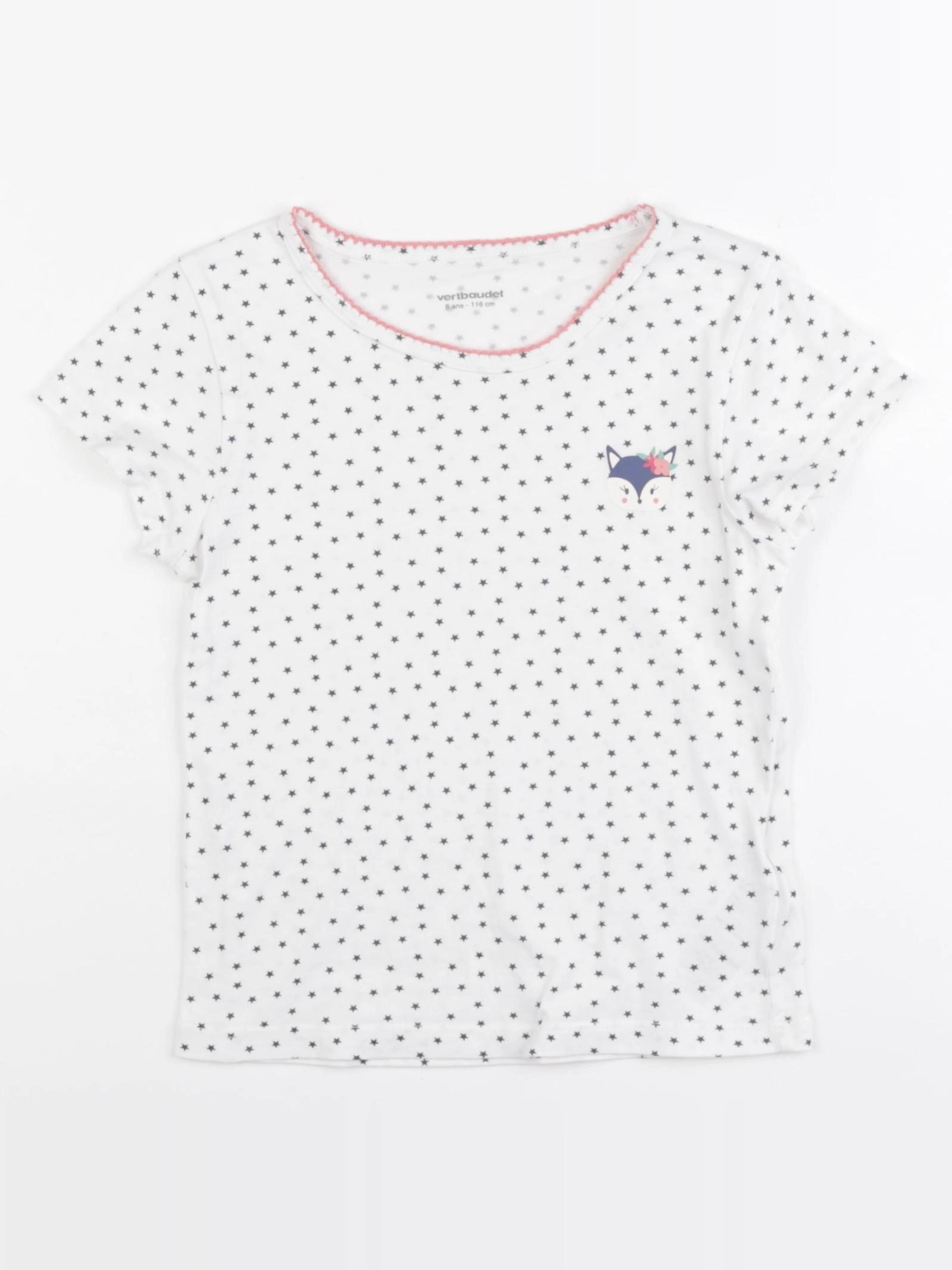 Vertbaudet - maillot de corps blanc, bleu - 6 ans