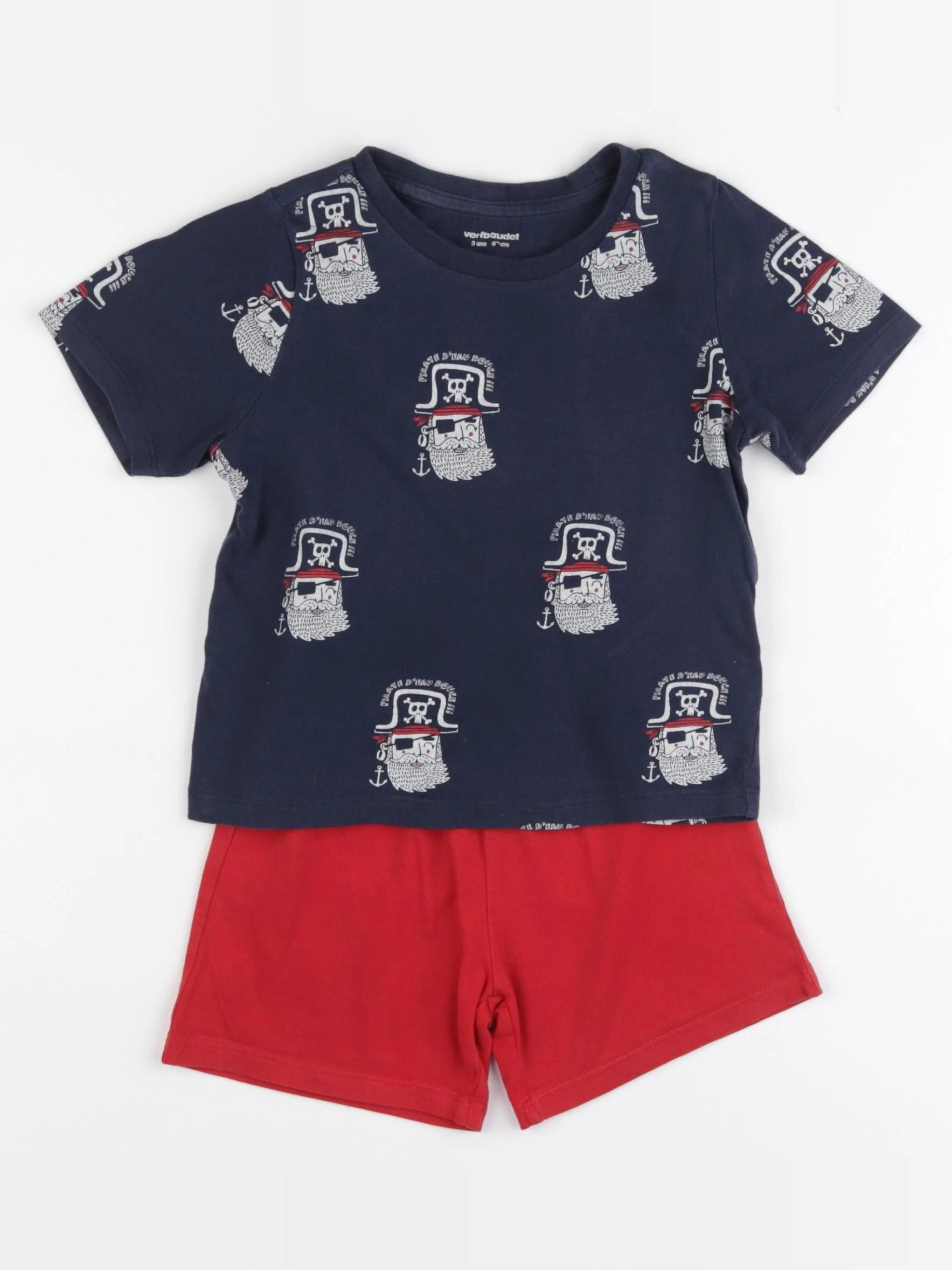 Vertbaudet - pyjama coton bleu, rouge - 3 ans