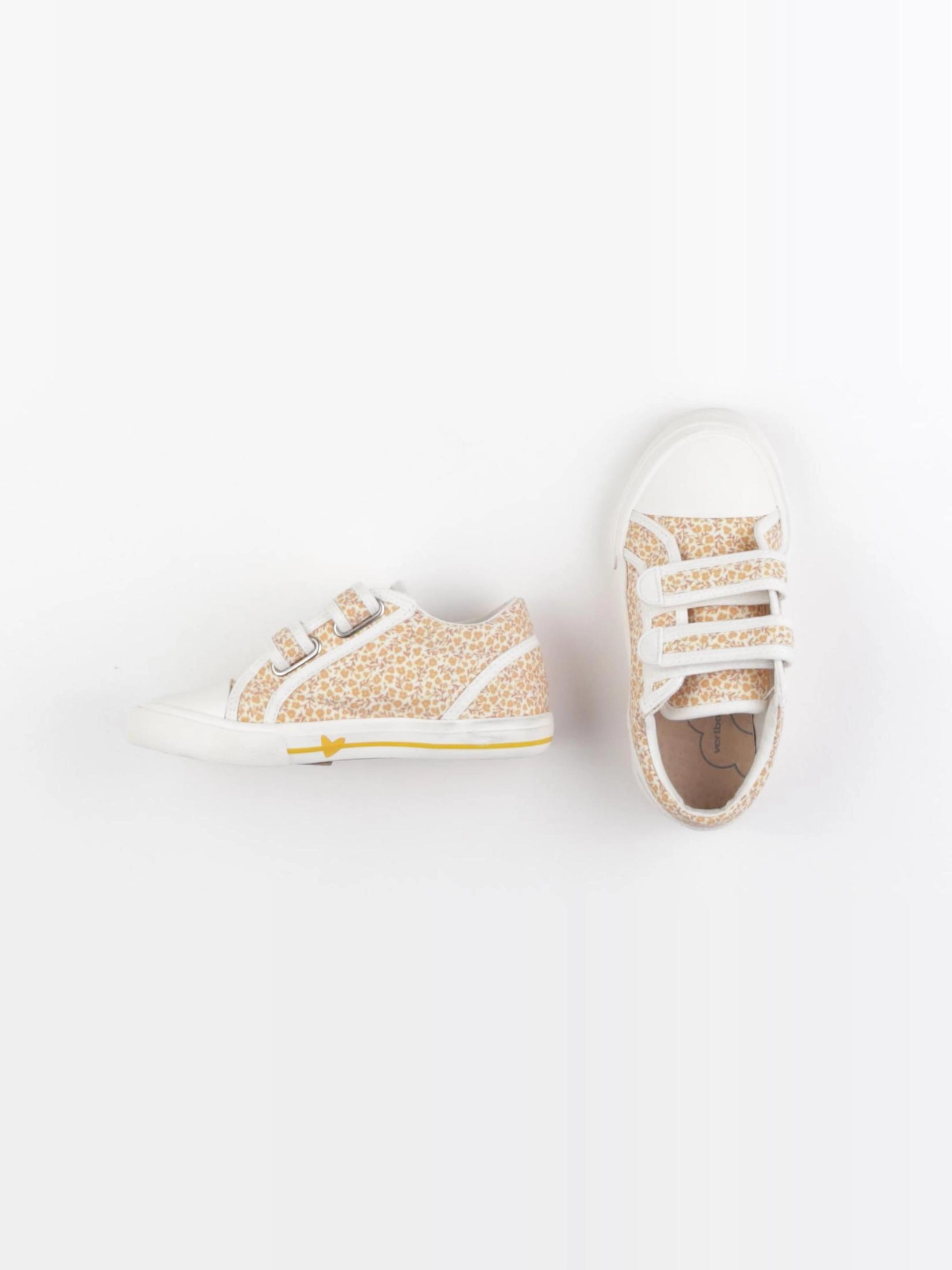 Vertbaudet - tennis à scratch/ lacets blanc, jaune - pointure 28