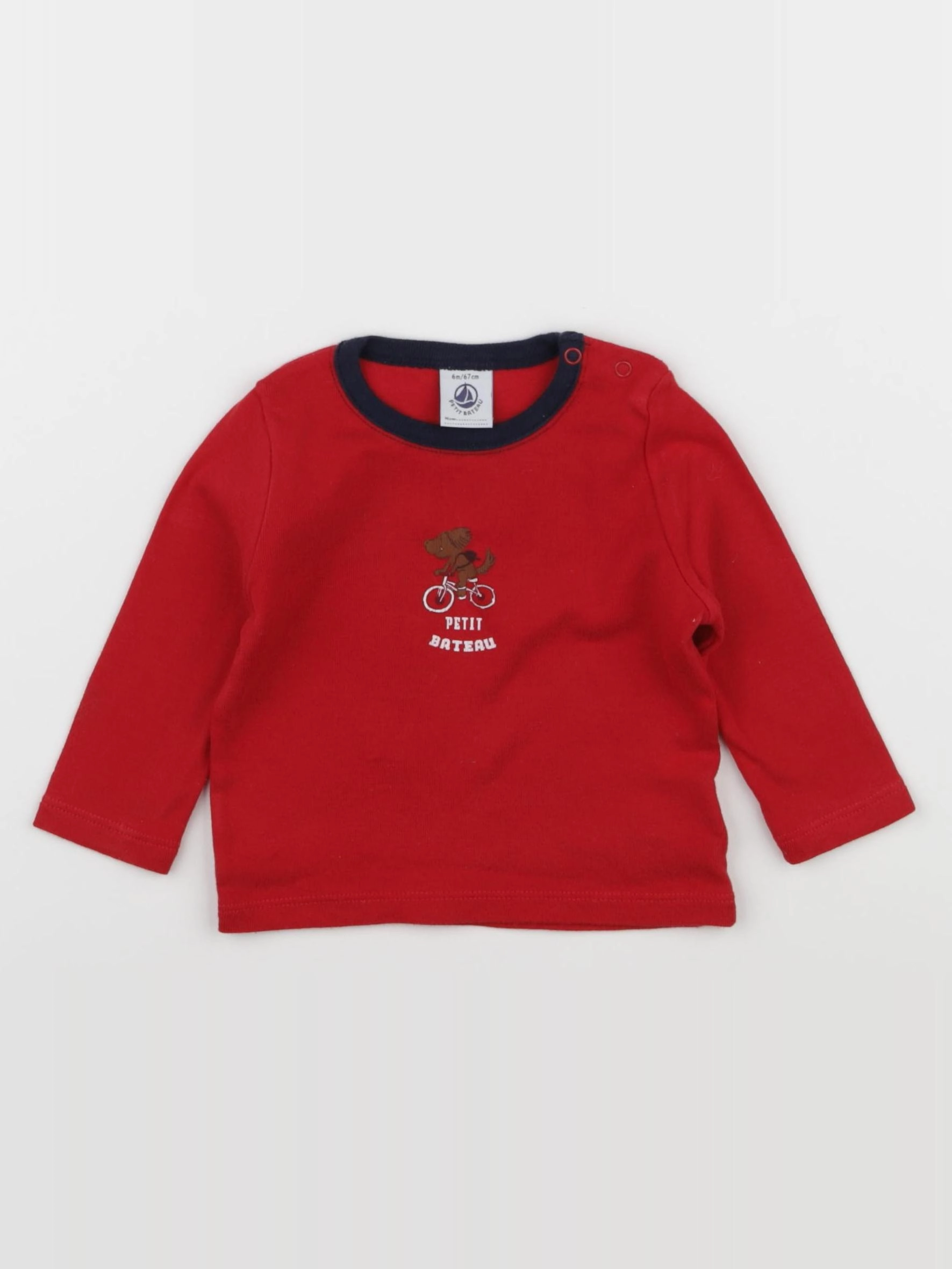 Petit Bateau - maillot de corps bleu, rouge - 6 mois