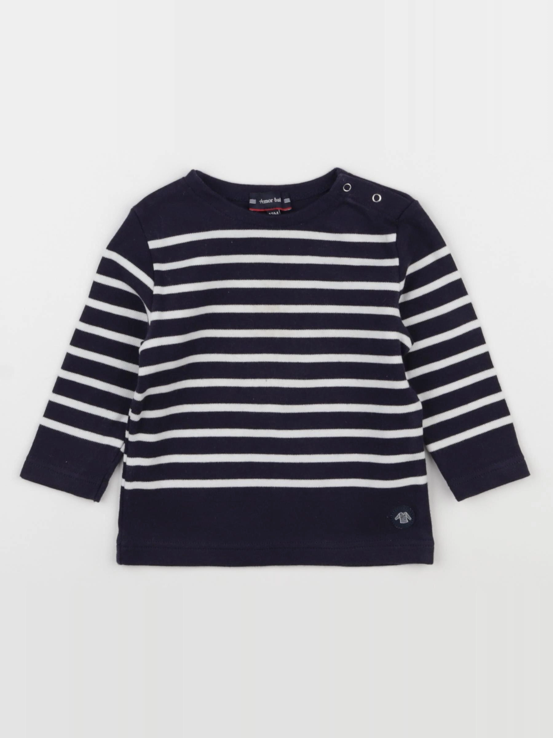 Armor Lux - tee-shirt blanc, bleu - 12 mois