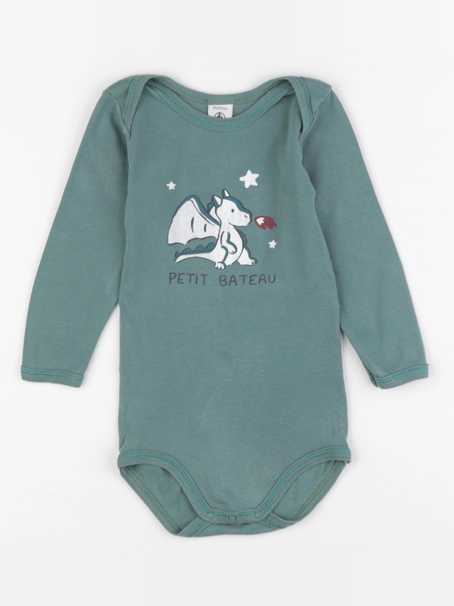 Petit Bateau - body vert - 18 mois