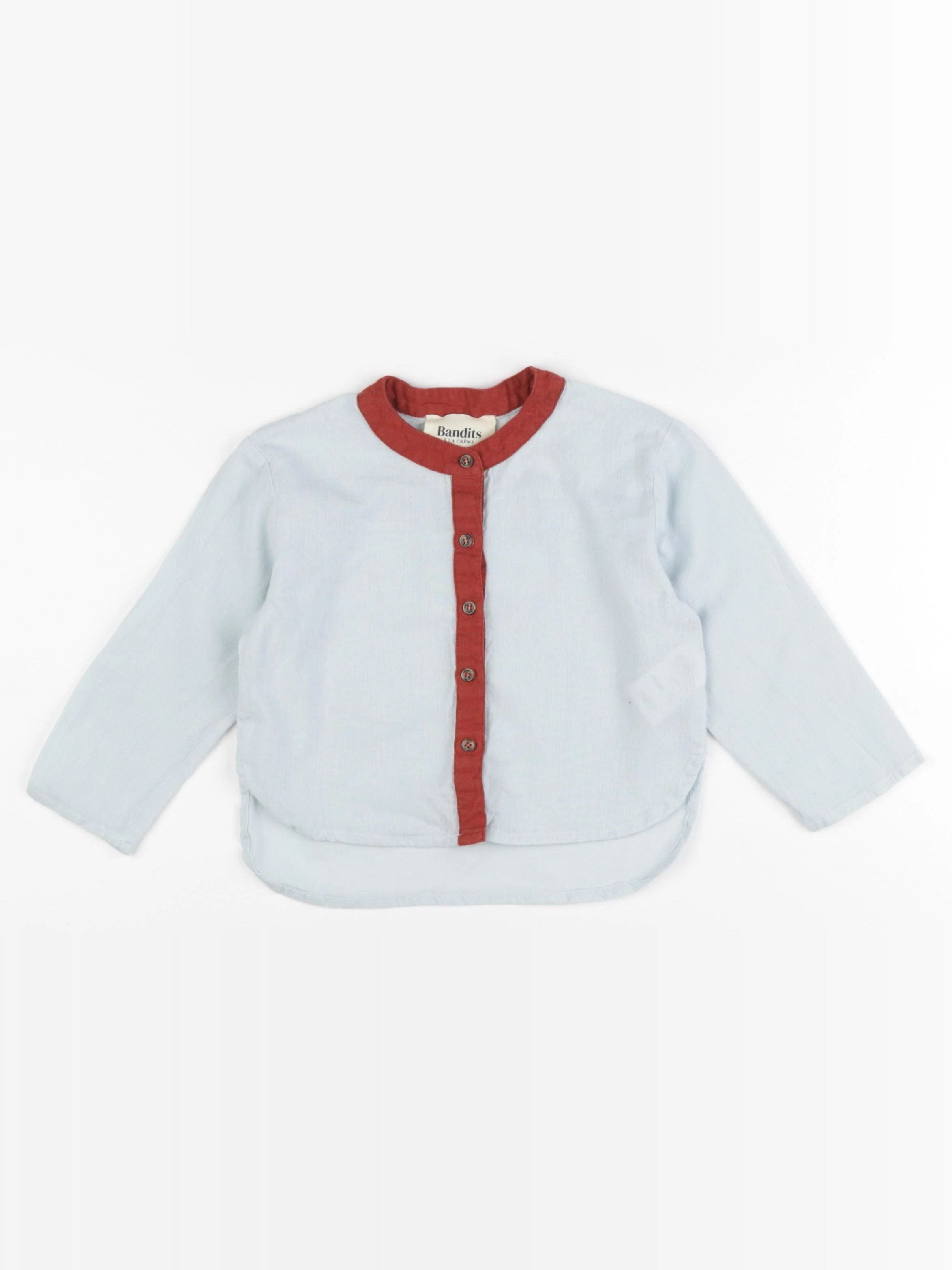 Bandits à la crème - chemise bleu, marron - 3 ans