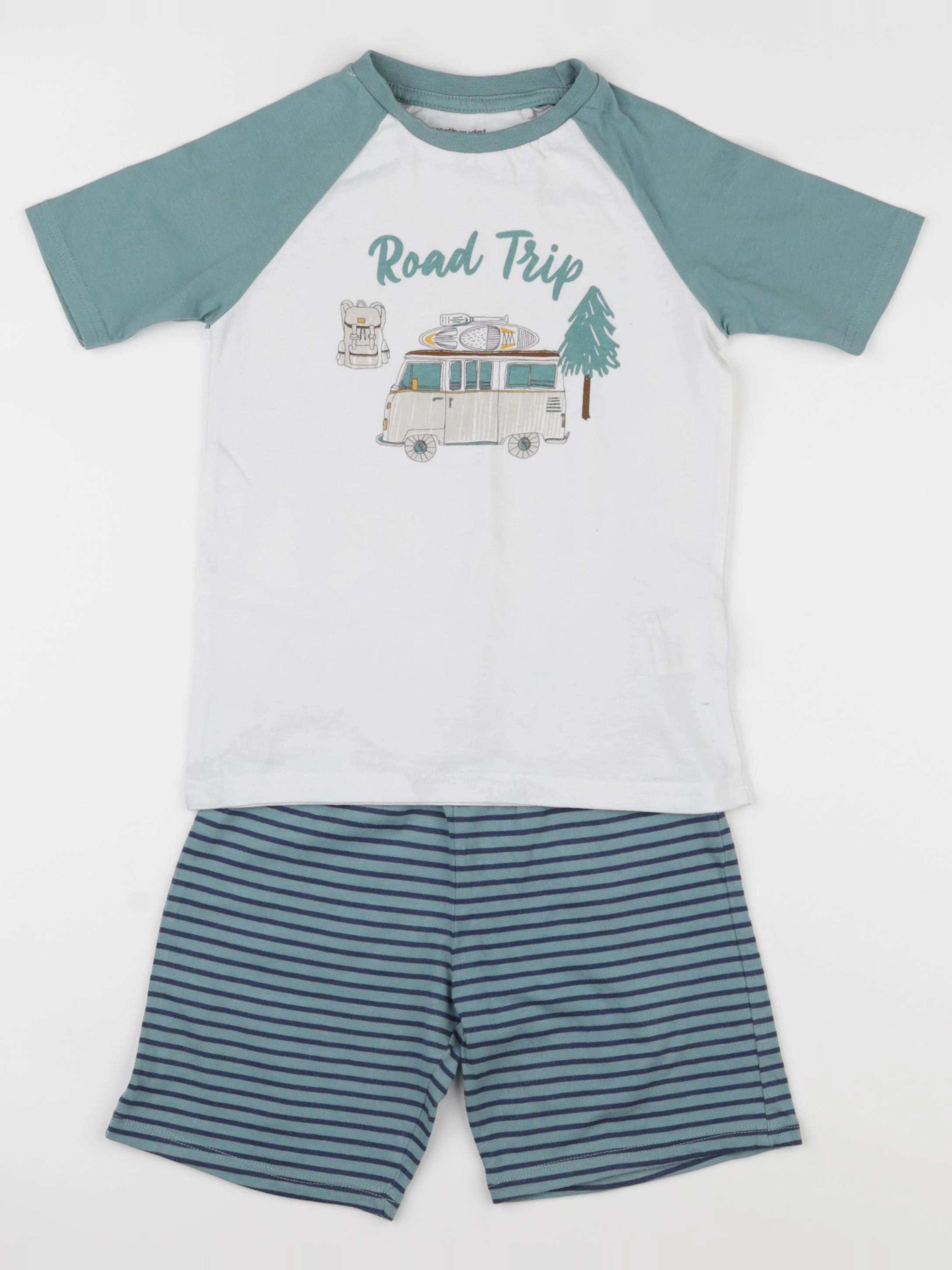 Vertbaudet - pyjama coton beige, vert - 5 ans