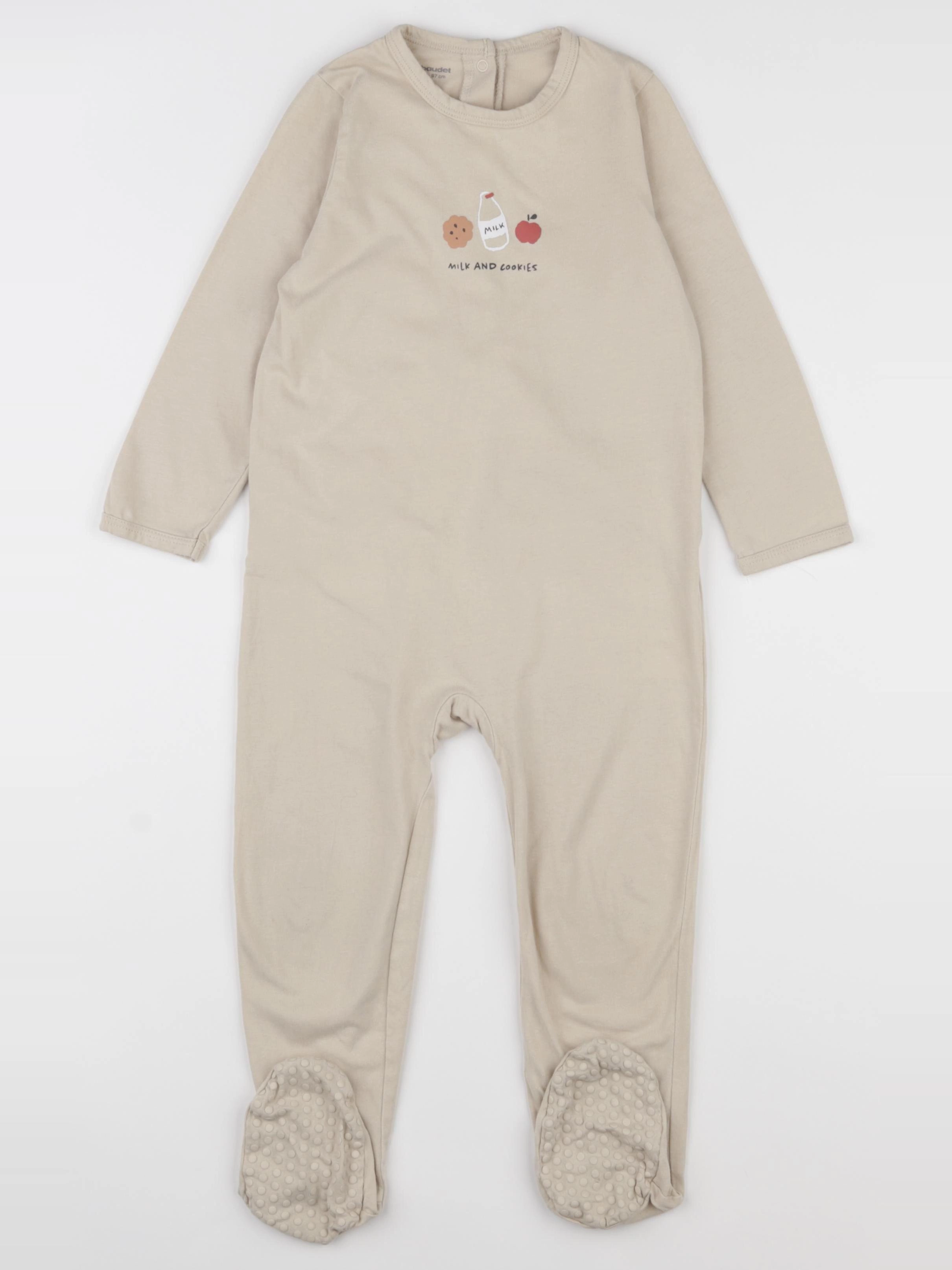 Vertbaudet - pyjama coton beige - 36 mois