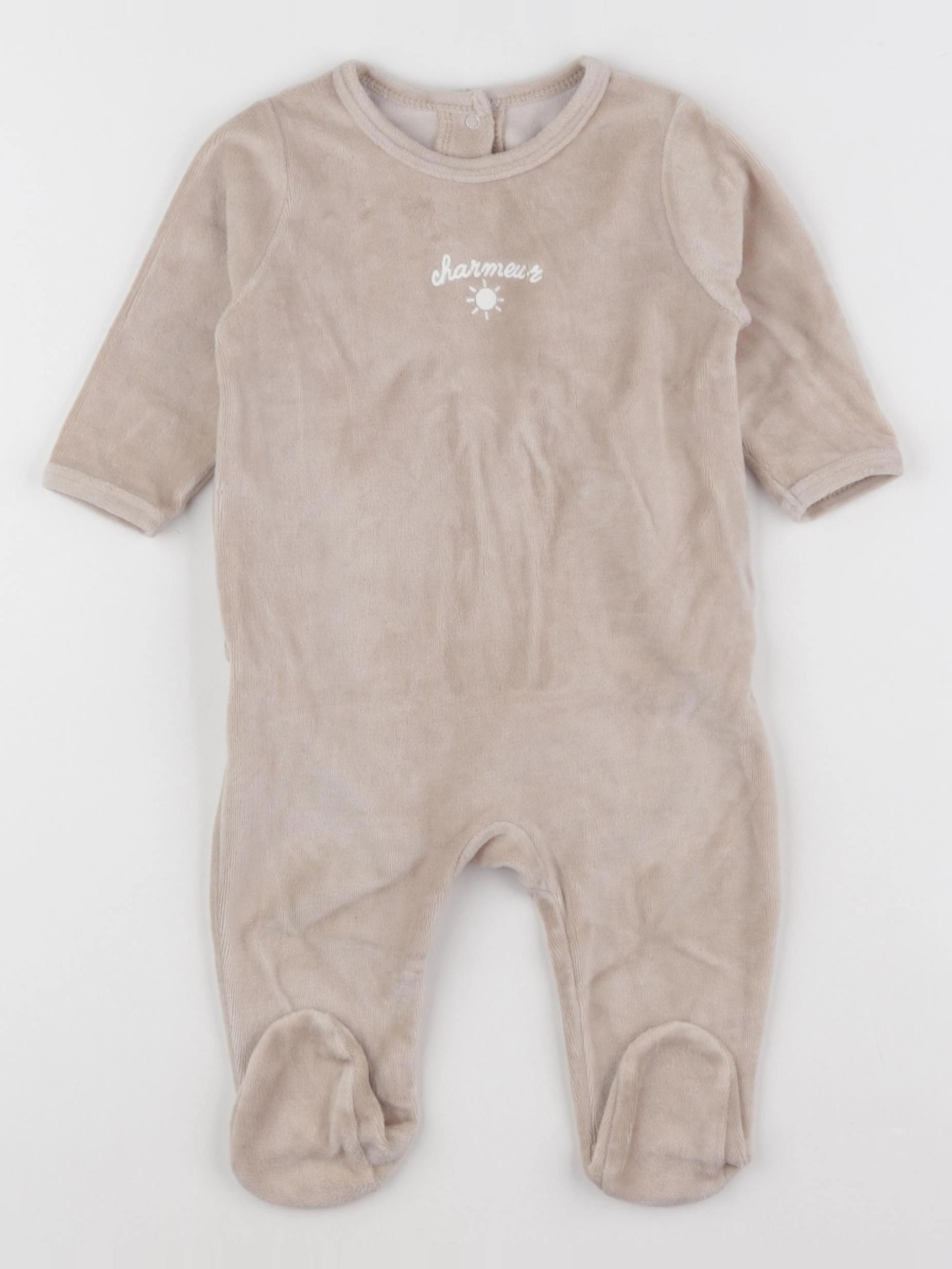 Vertbaudet - pyjama velours beige - 6 mois