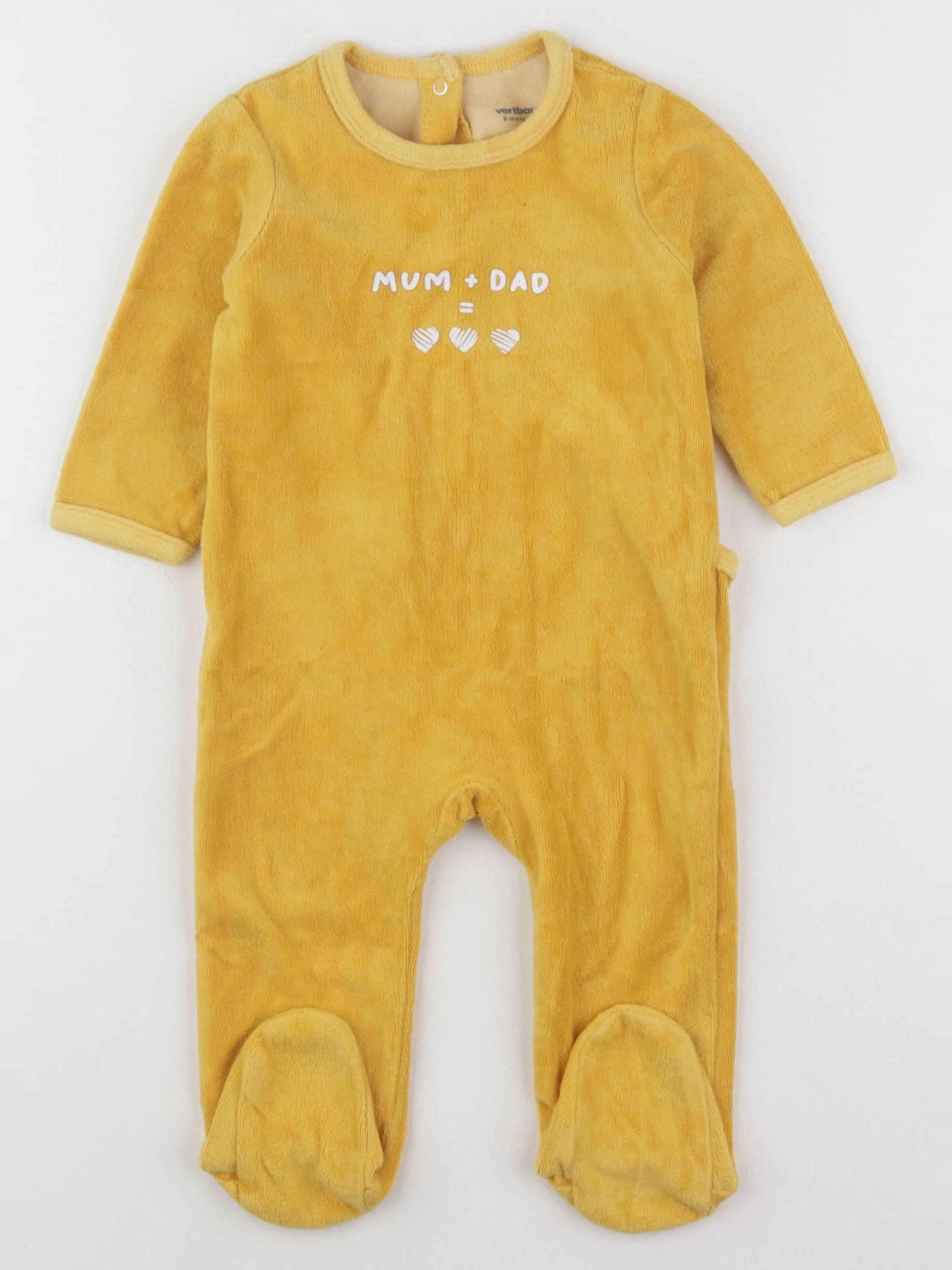 Vertbaudet - pyjama velours jaune - 9 mois