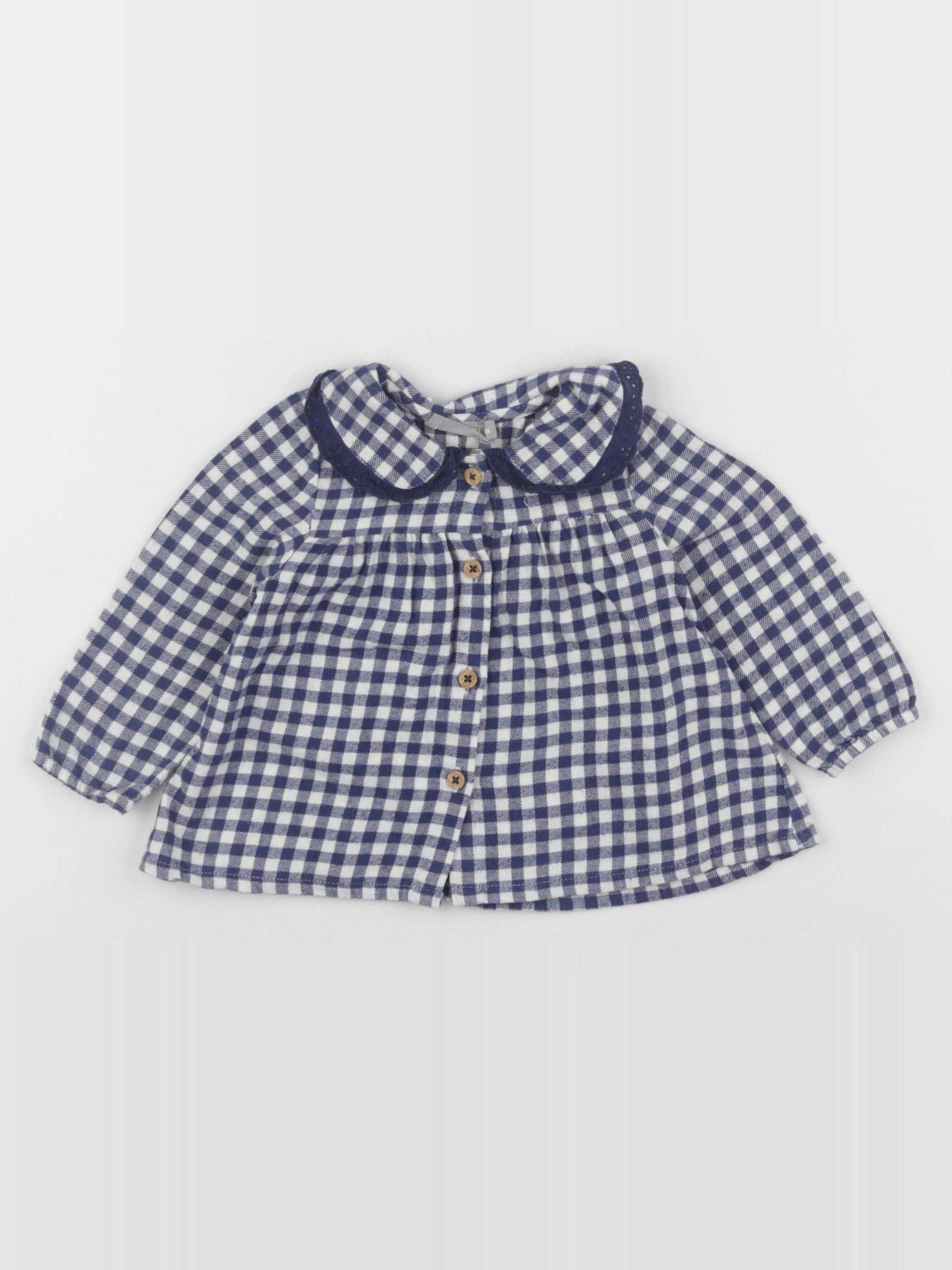 Boutchou - blouse blanc, bleu - 6 mois