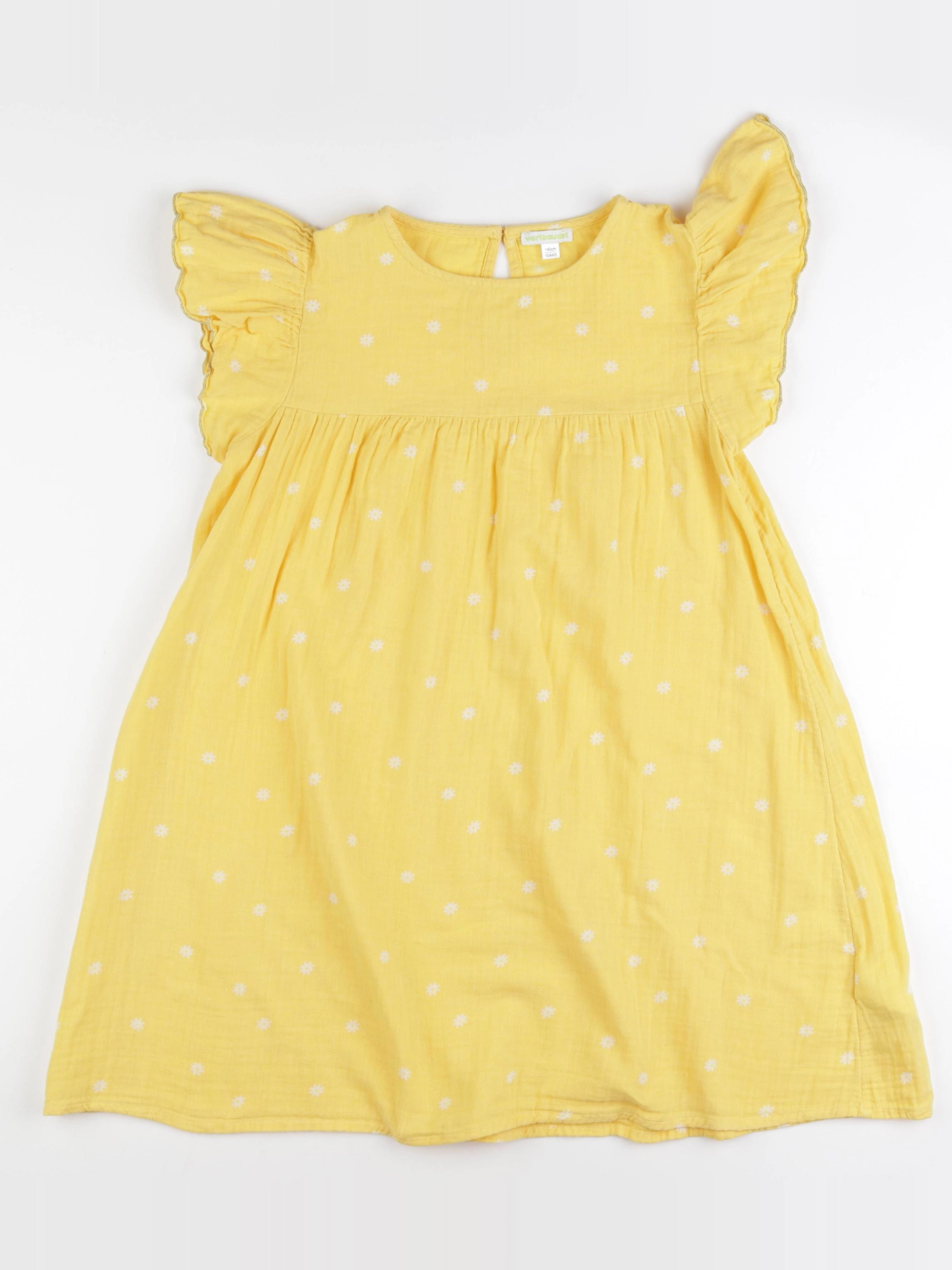 Vertbaudet - robe jaune, blanc - 10 ans