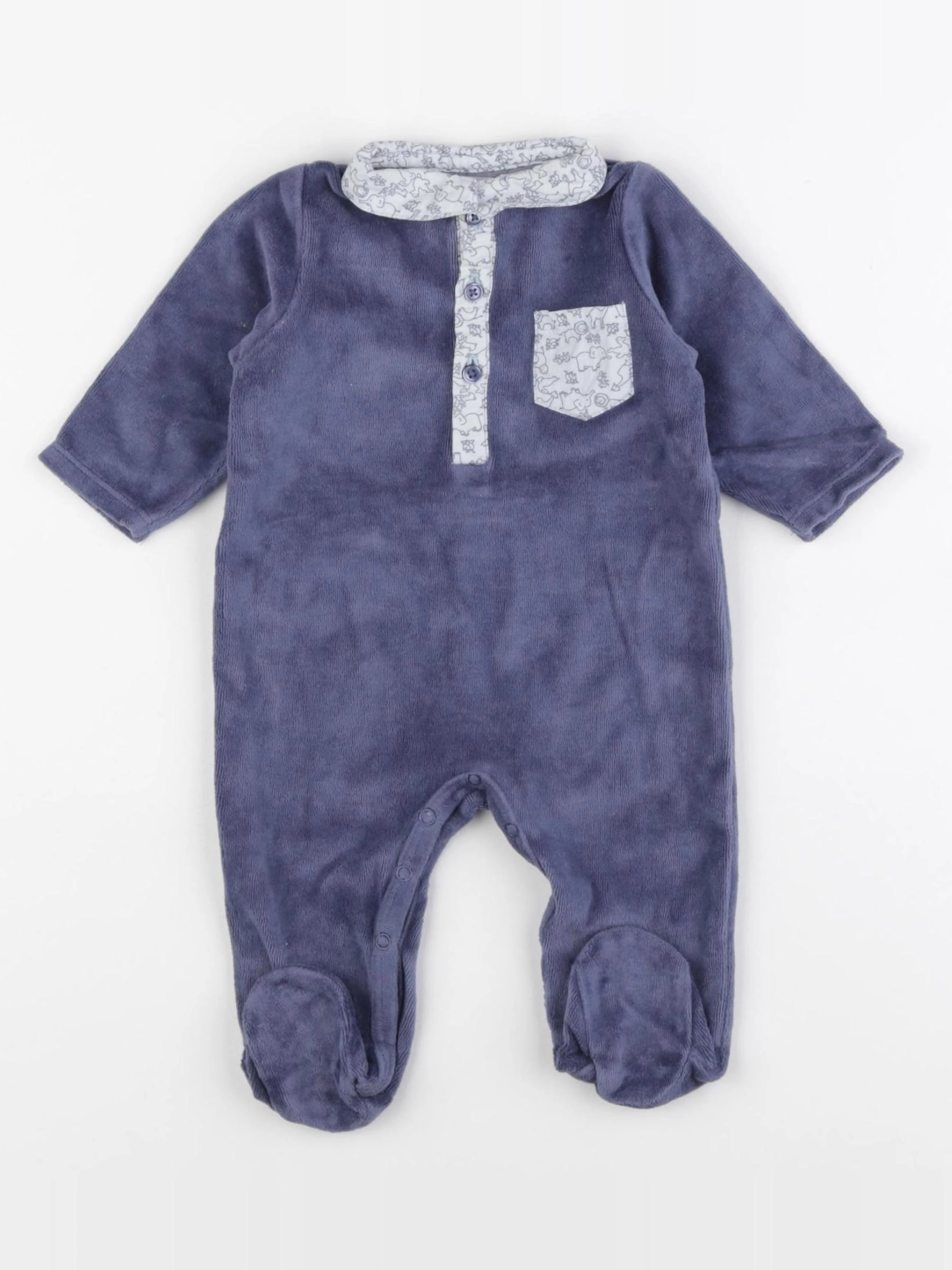Boutchou - pyjama velours bleu - 3 mois
