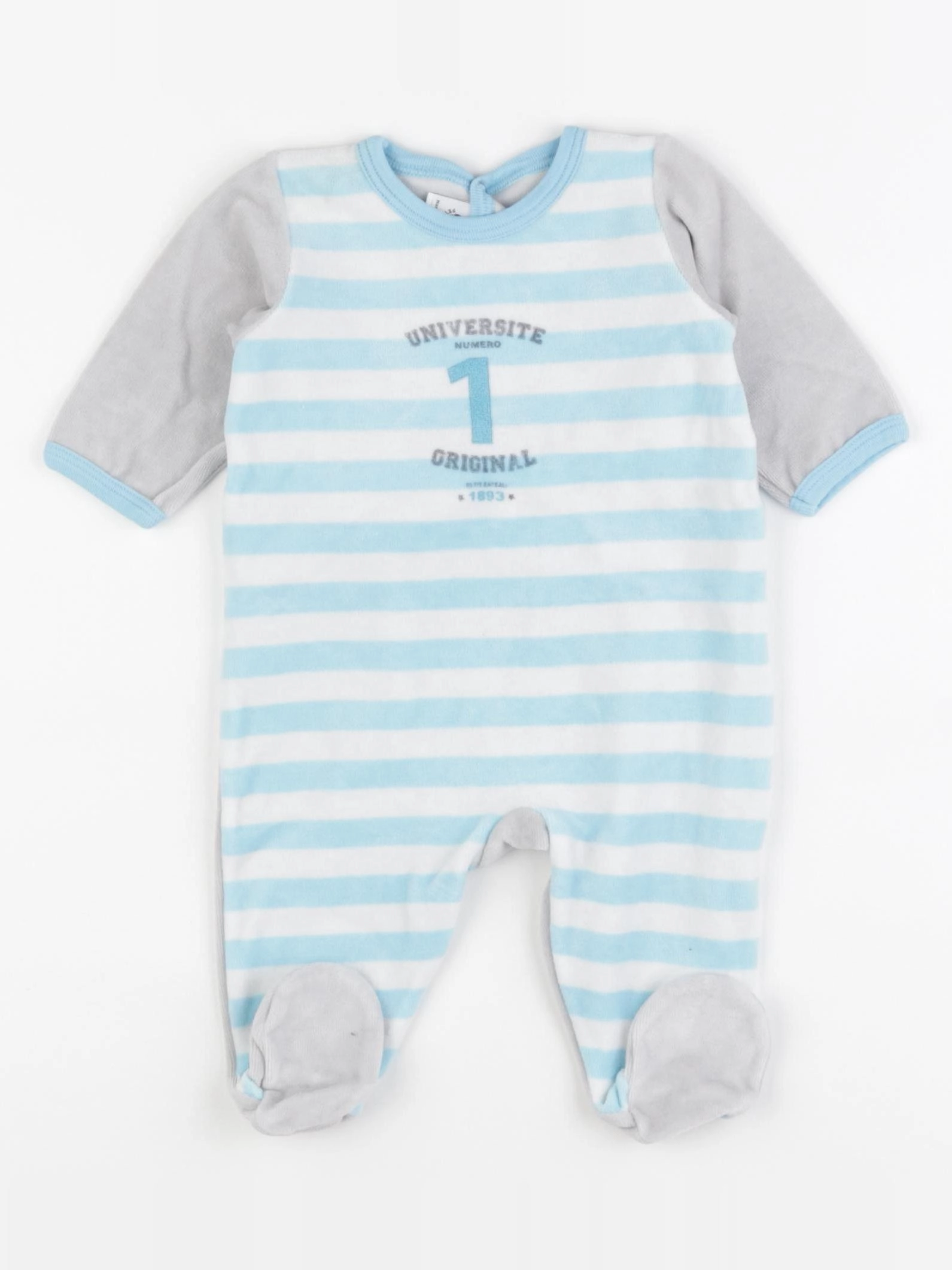 Petit Bateau - pyjama velours bleu - 3 mois