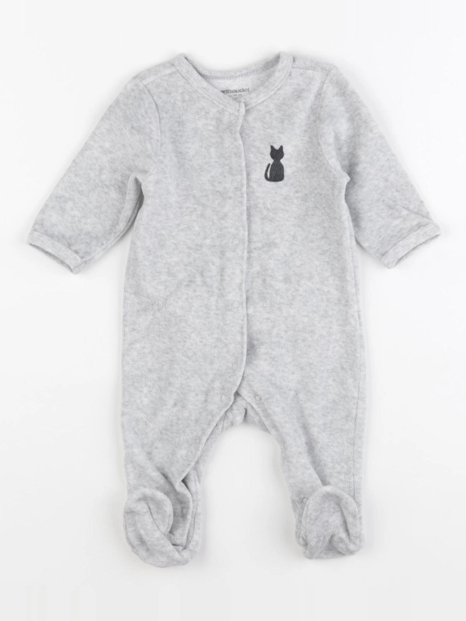 Vertbaudet - pyjama velours gris - 3 mois