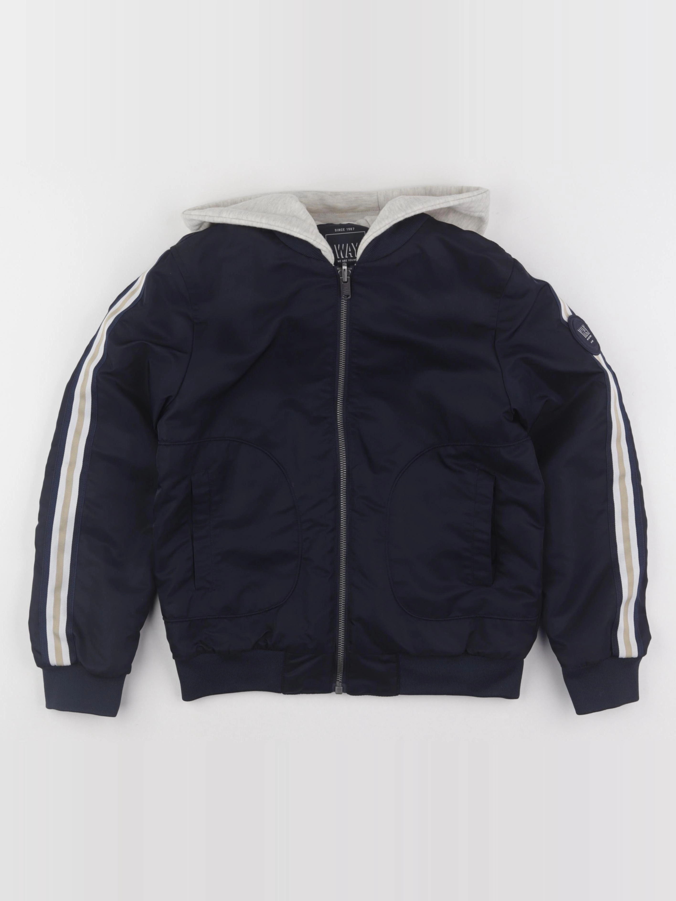 IKKS - veste réversible bleu, gris - 10 ans