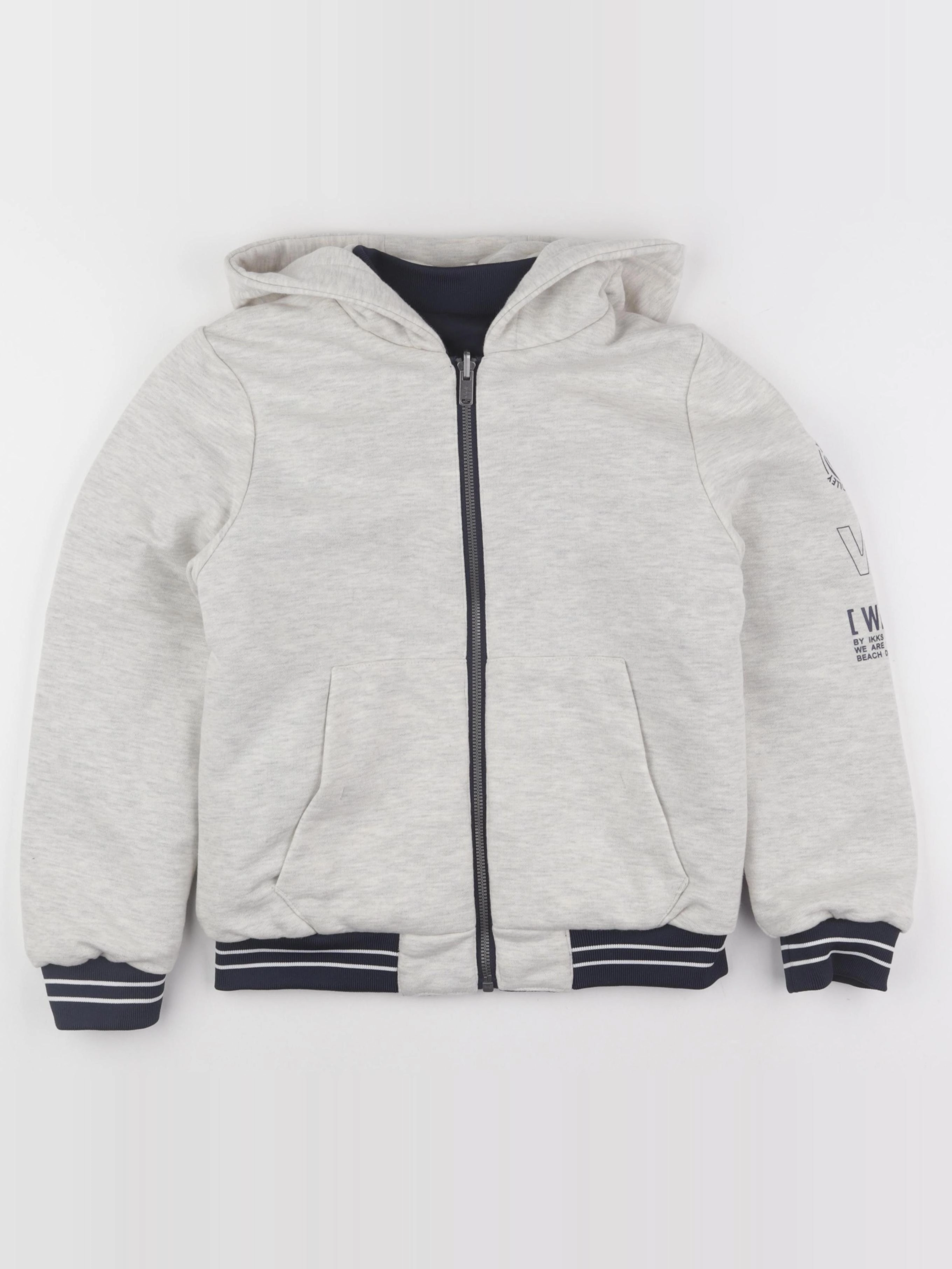IKKS - veste réversible bleu, gris - 10 ans