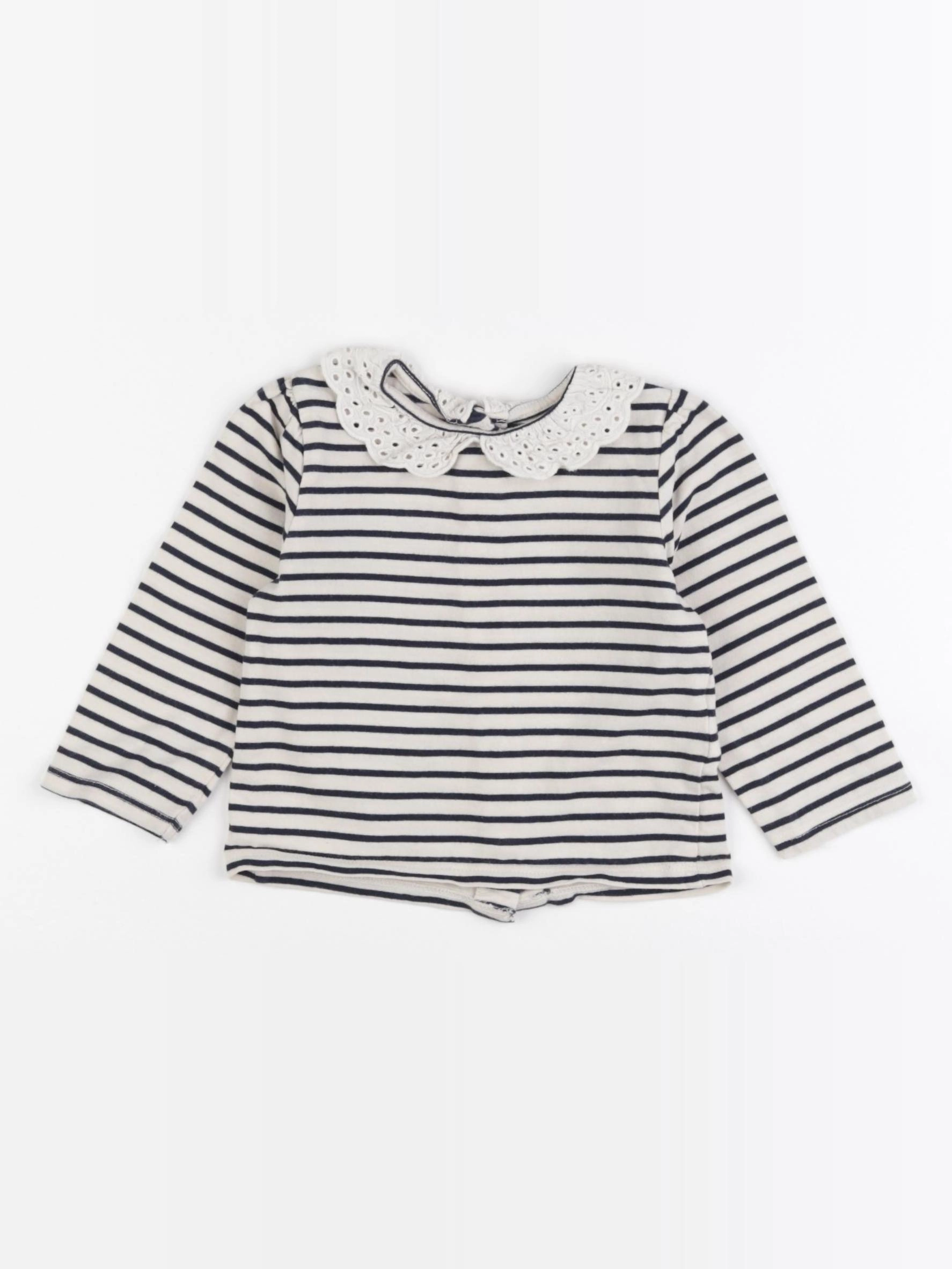Vertbaudet - tee-shirt bleu, blanc - 9 mois