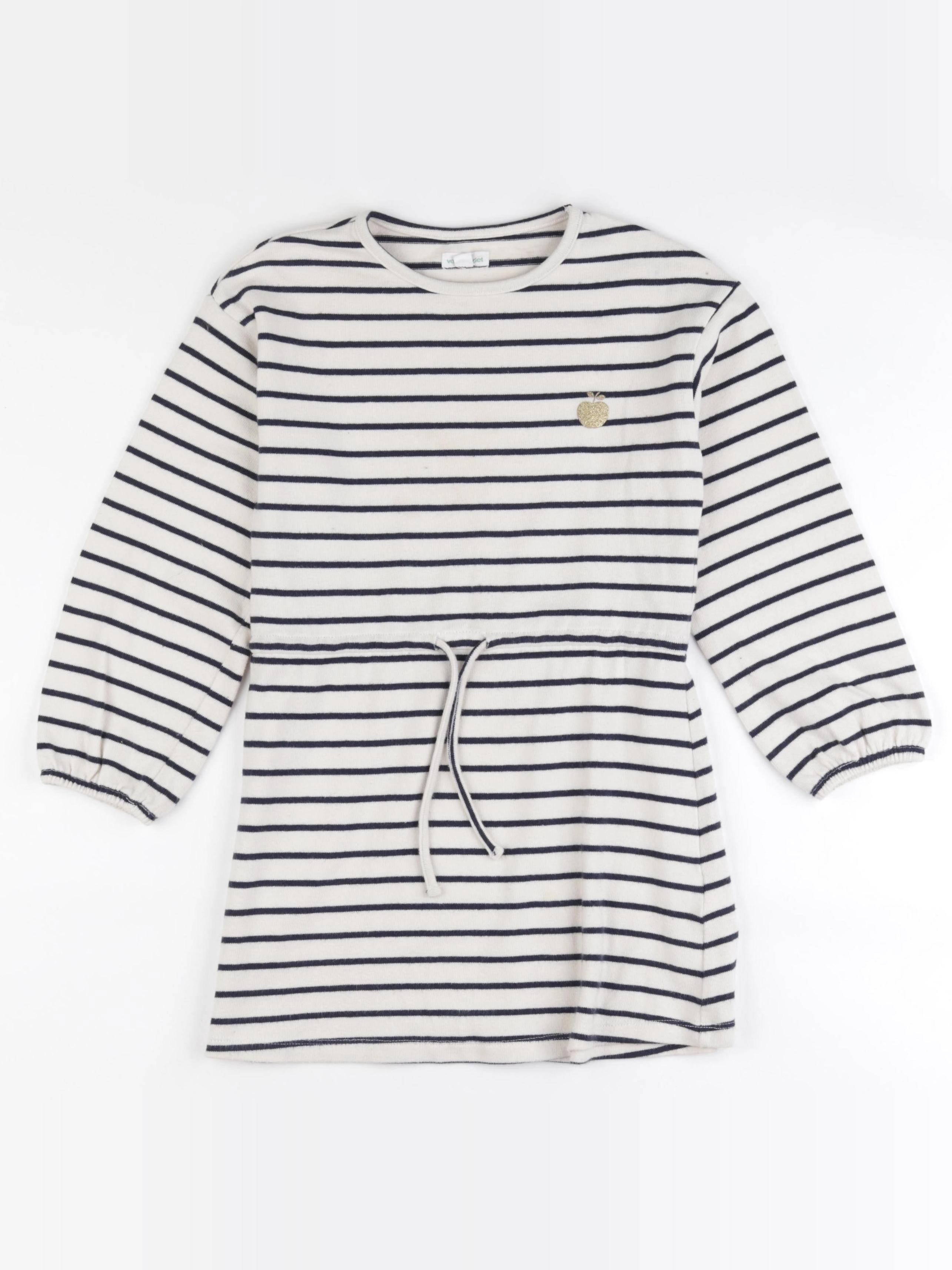 Vertbaudet - robe beige, bleu - 8 ans