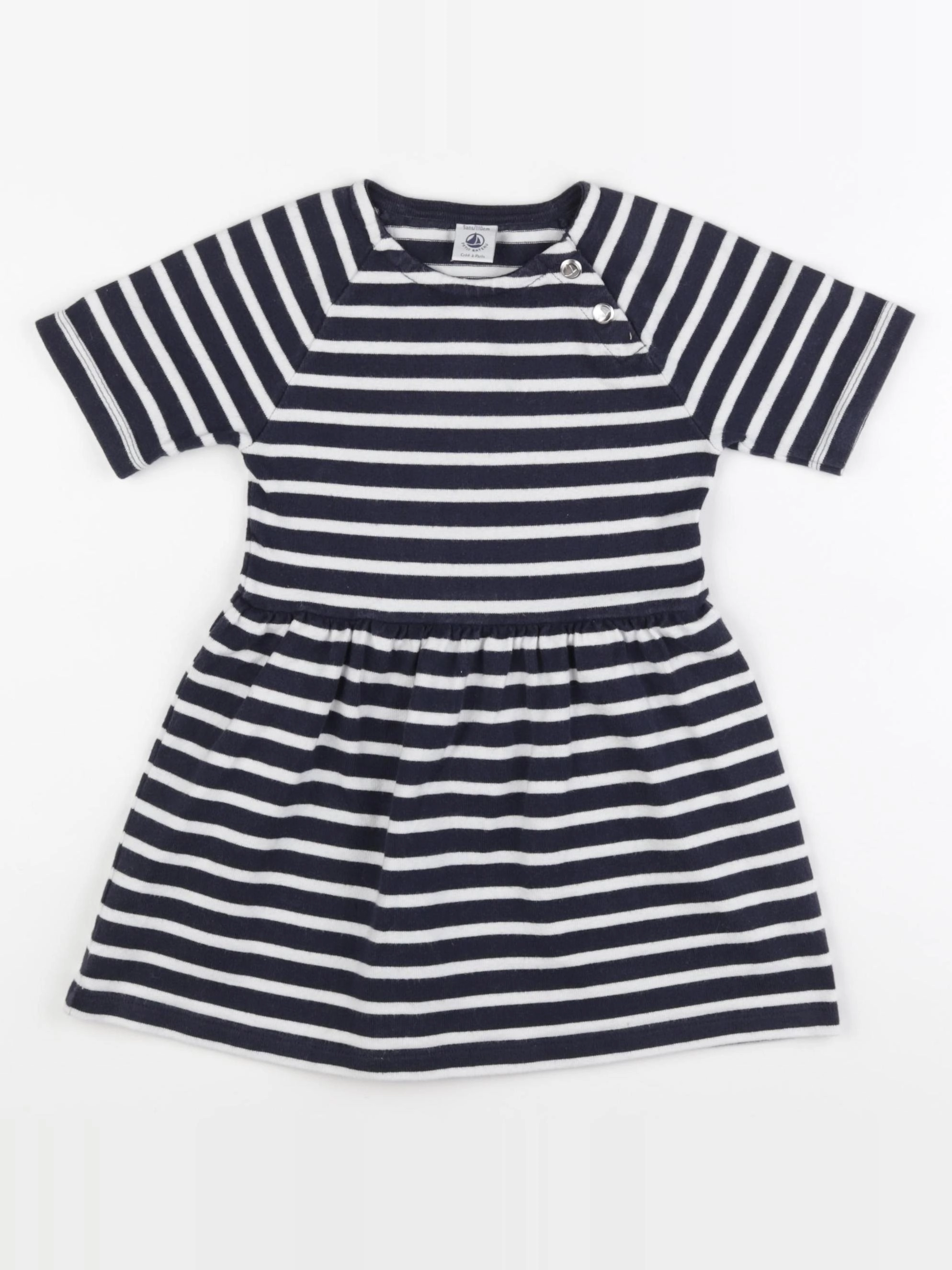Petit Bateau - robe blanc, bleu - 5 ans