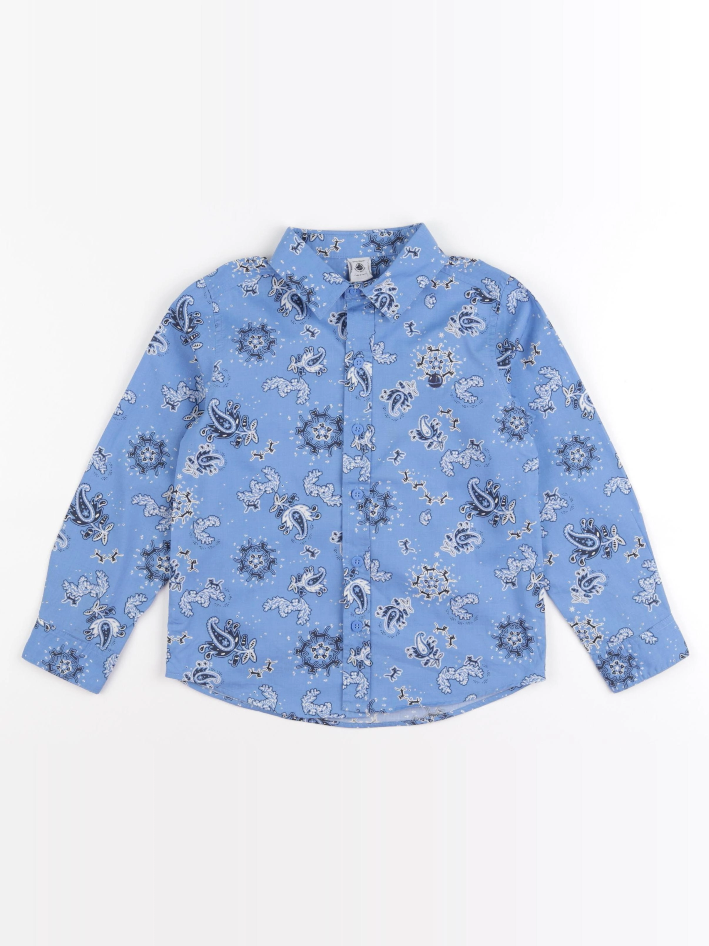 Petit Bateau - chemise bleu - 6 ans