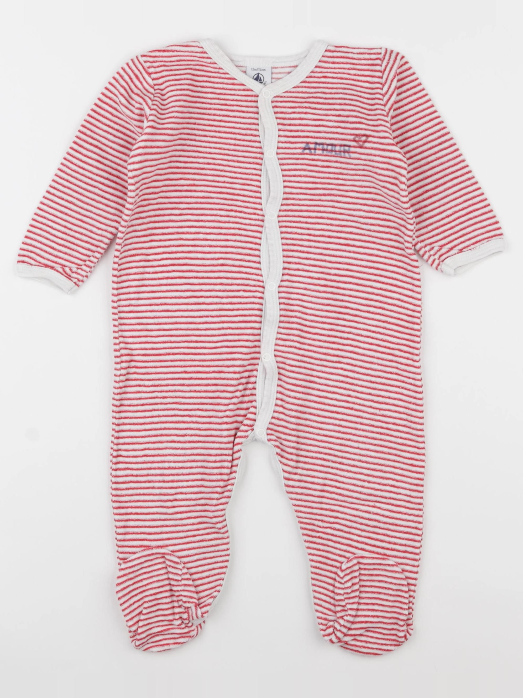 Petit Bateau - pyjama velours rouge - 12 mois