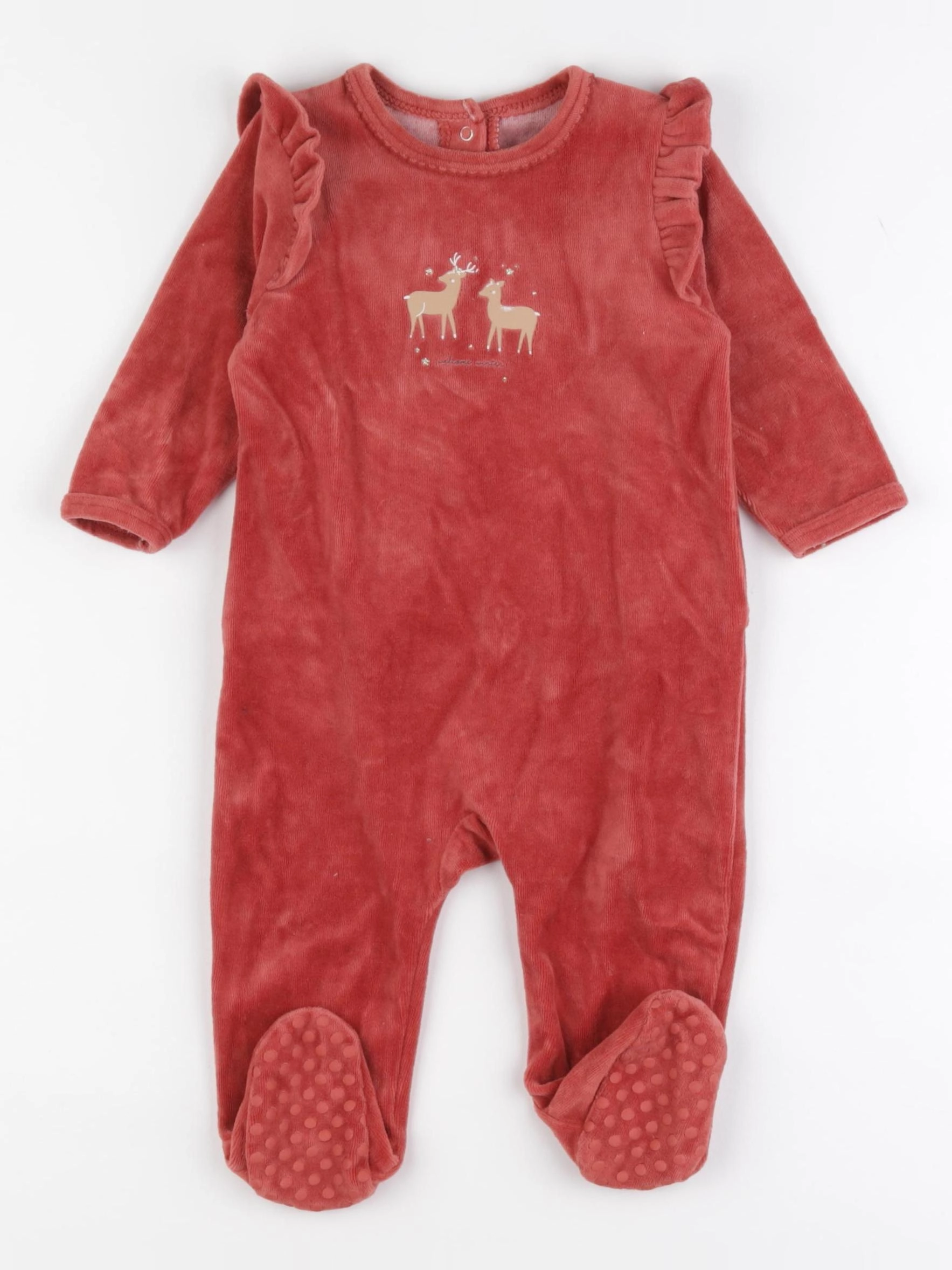 Vertbaudet - pyjama velours rouge - 9 mois