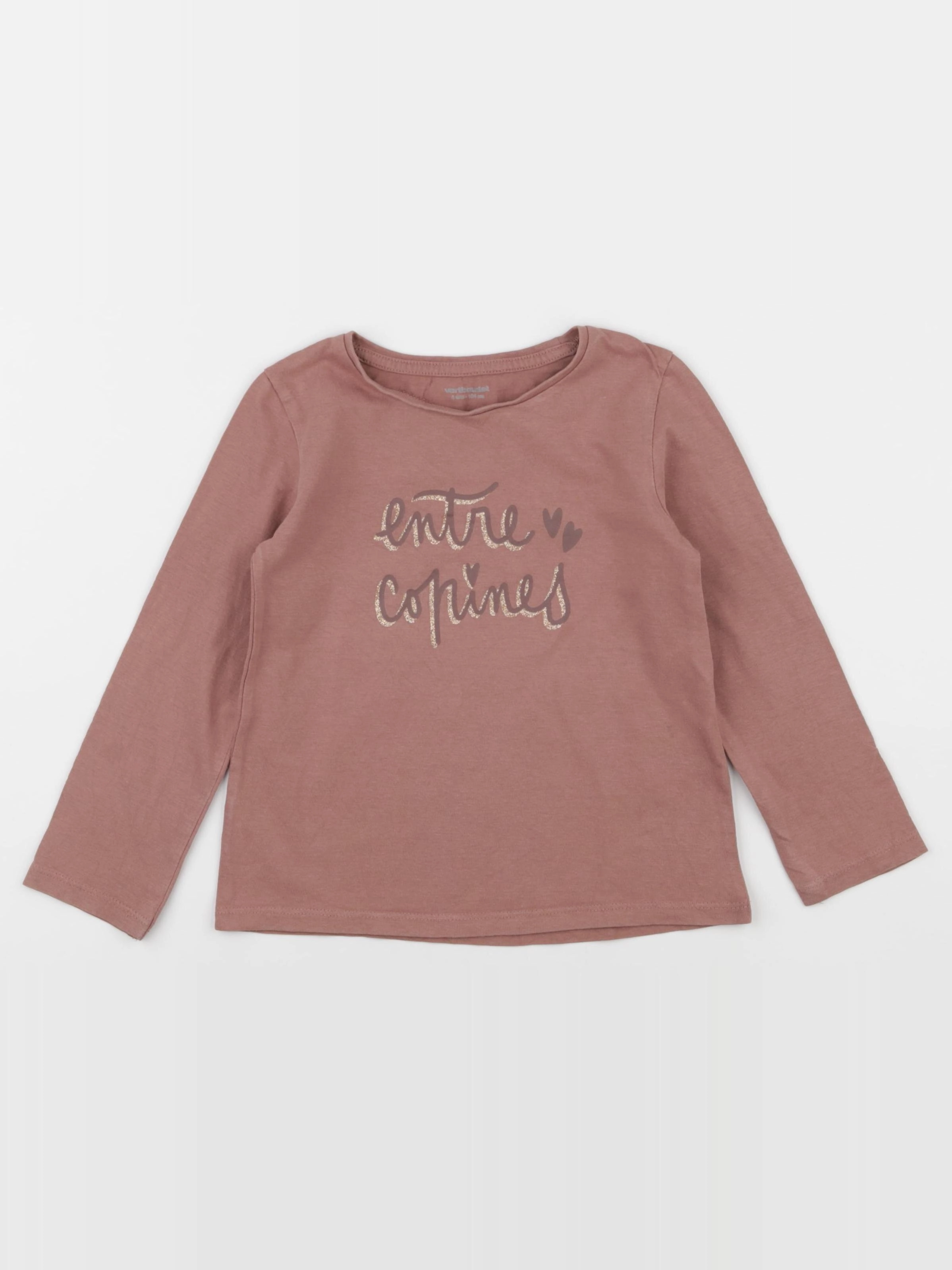 Vertbaudet - tee-shirt or, rose - 4 ans