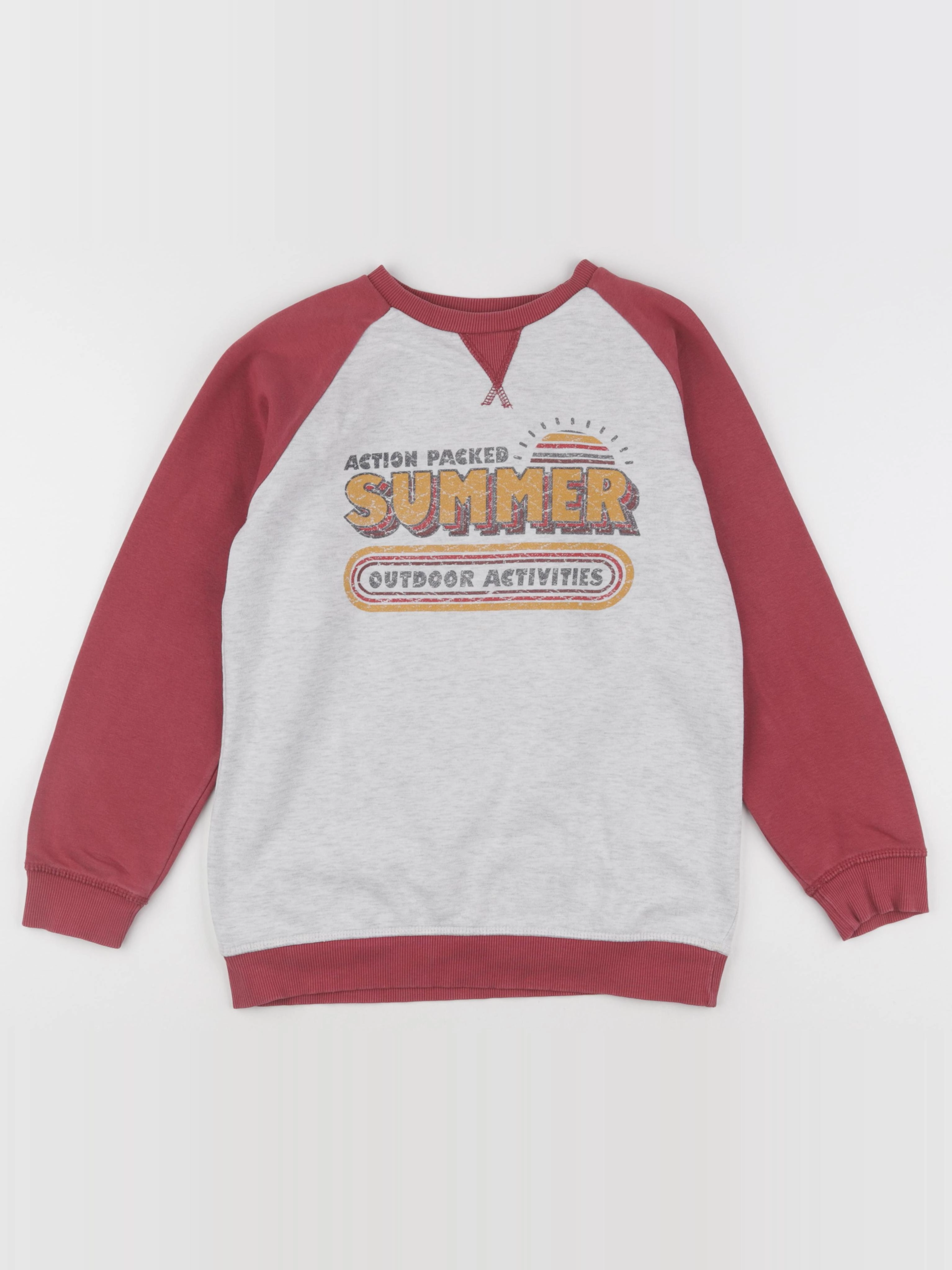 Vertbaudet - sweat rouge, gris - 12 ans