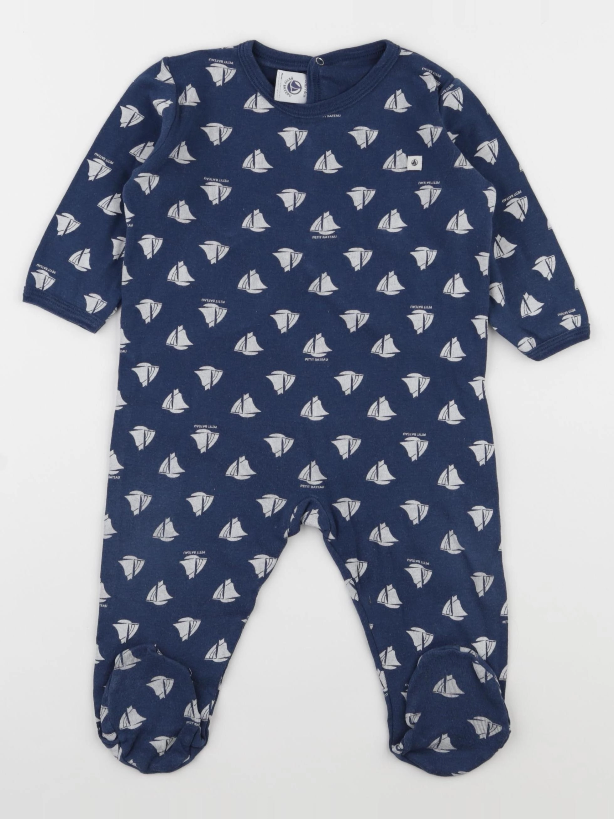 Petit Bateau - pyjama coton bleu - 12 mois