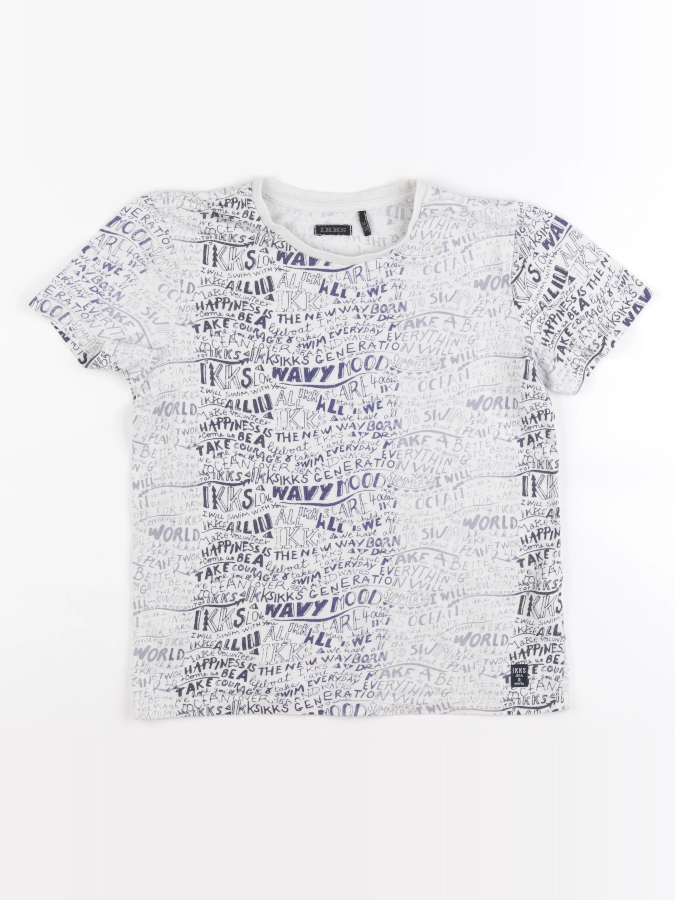 IKKS - tee-shirt blanc, bleu - 10 ans