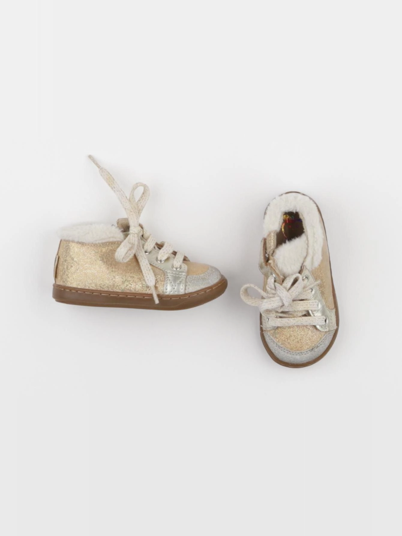 Shoo Pom - bottillons beige, or - pointure 21
