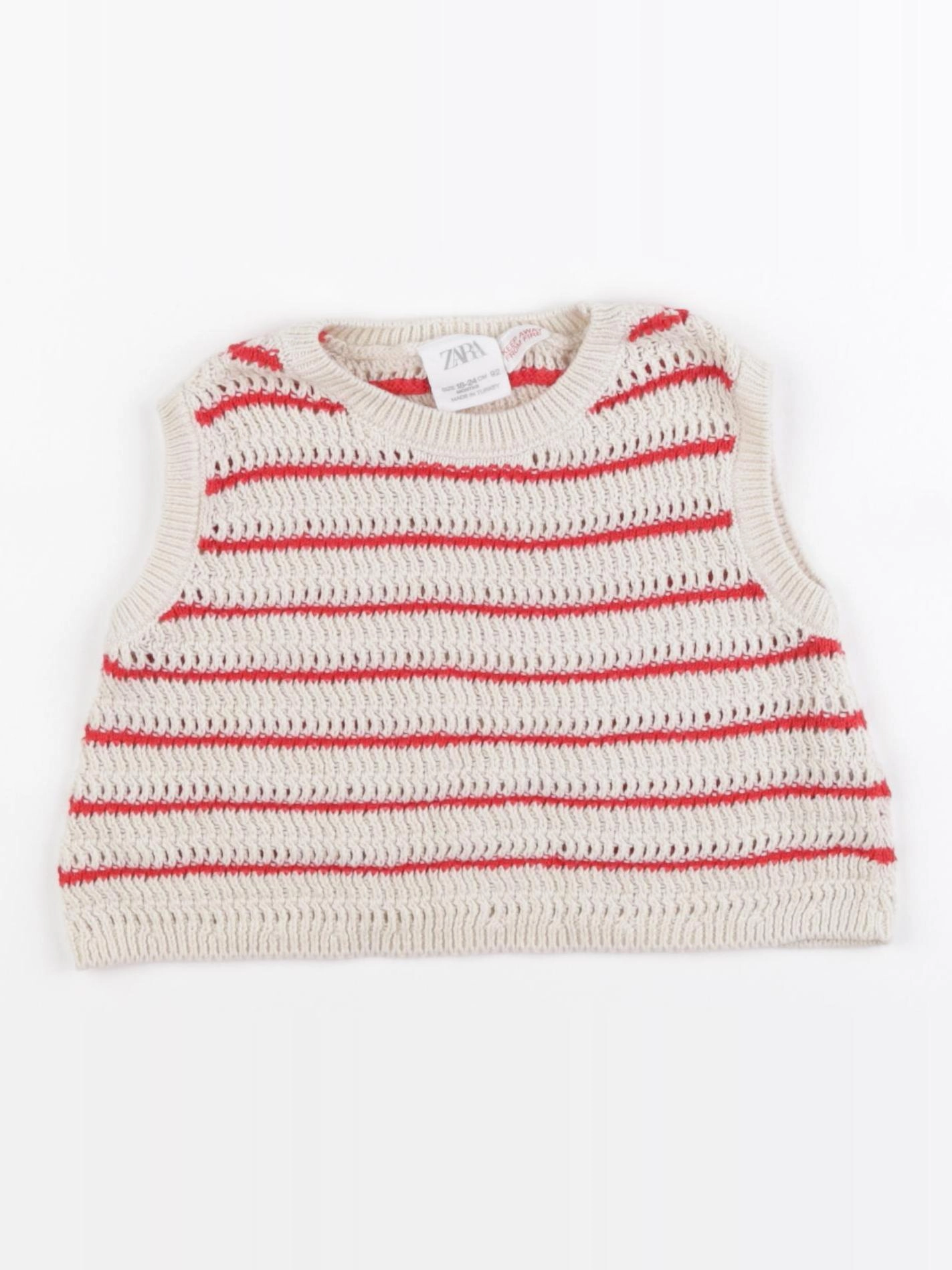 Zara - pull beige, rouge - 18/24 mois