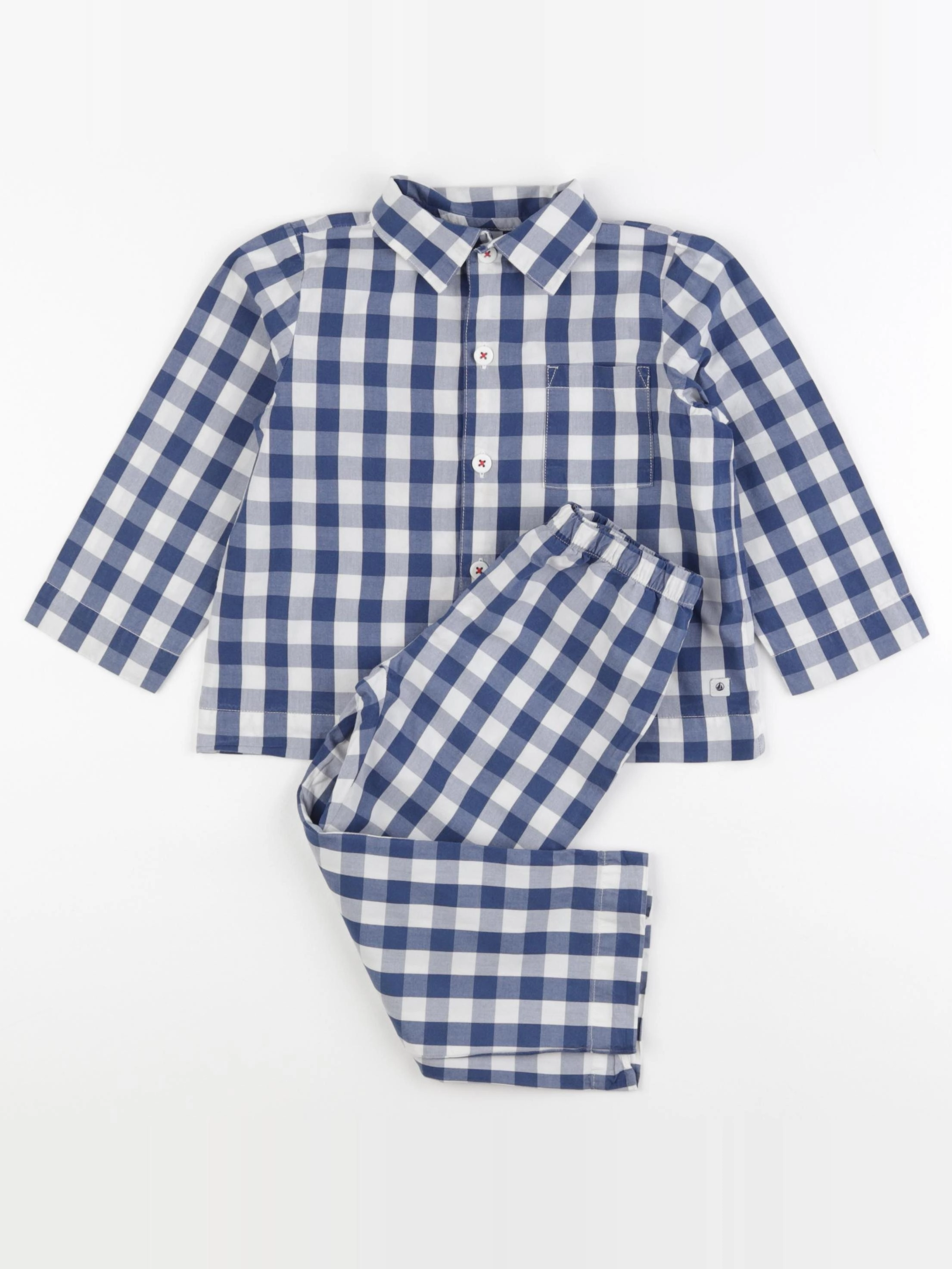 Petit Bateau - pyjama coton bleu, blanc - 3 ans
