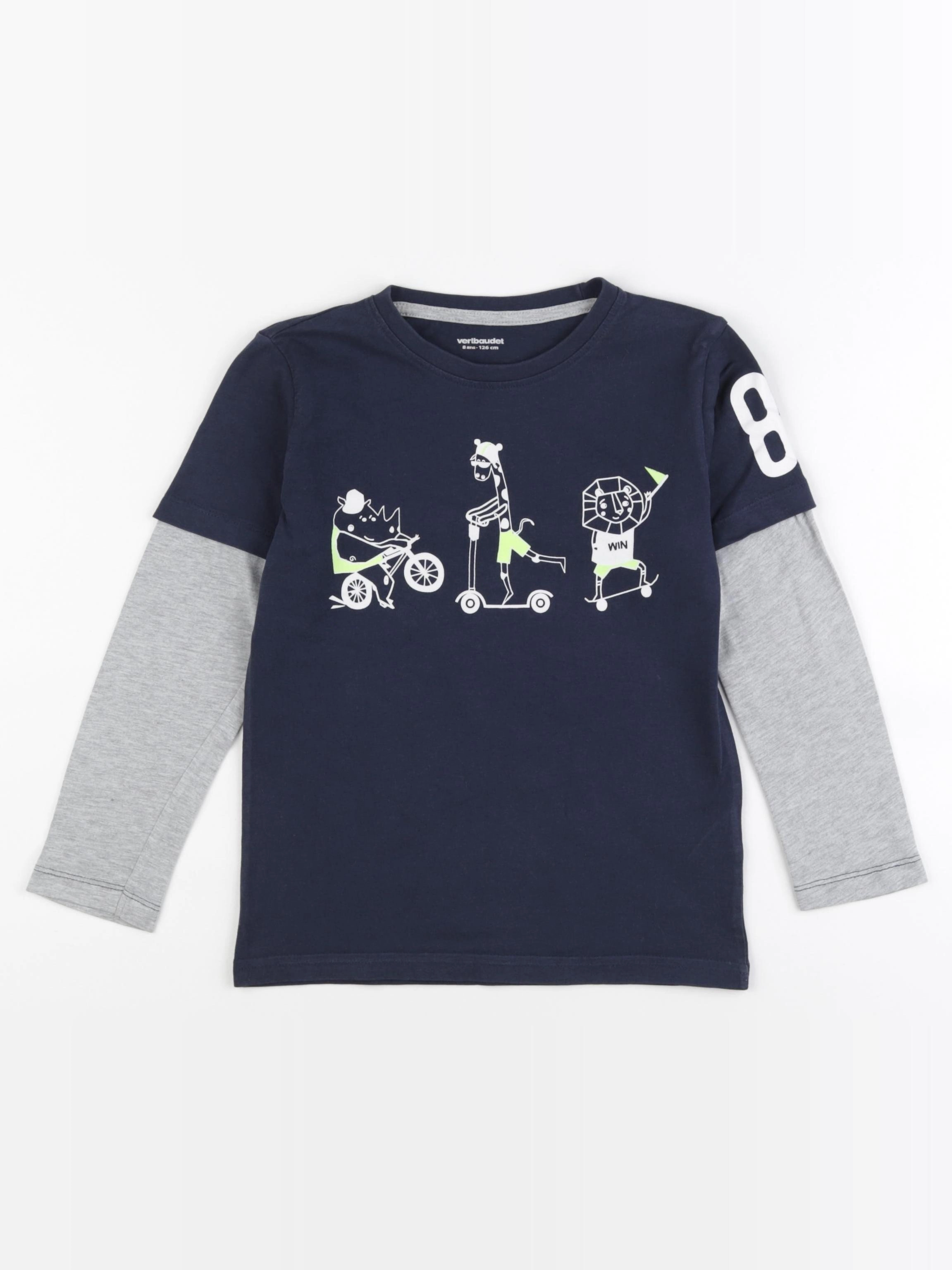 Vertbaudet - tee-shirt bleu - 8 ans