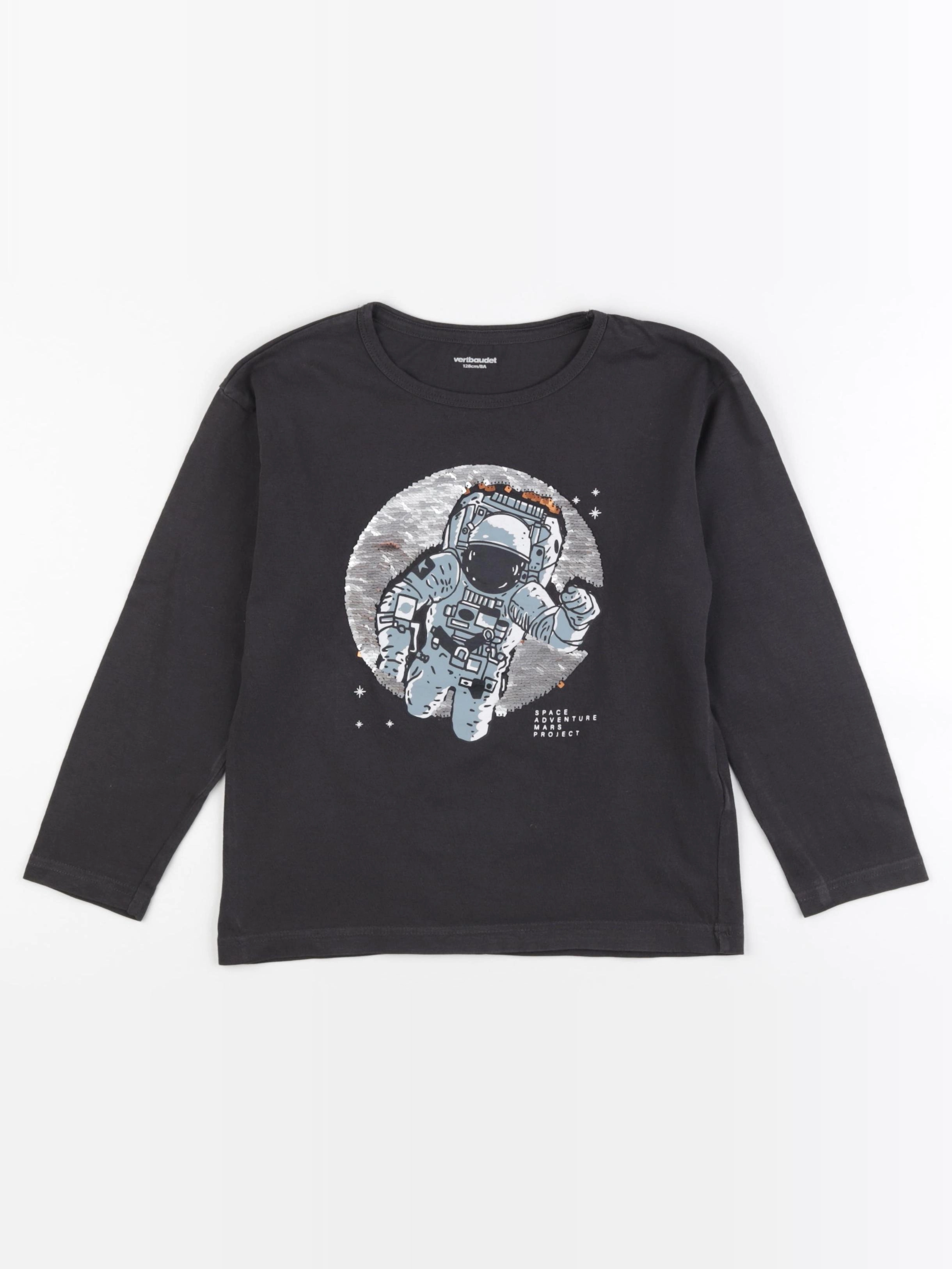 Vertbaudet - tee-shirt argent, noir - 8 ans