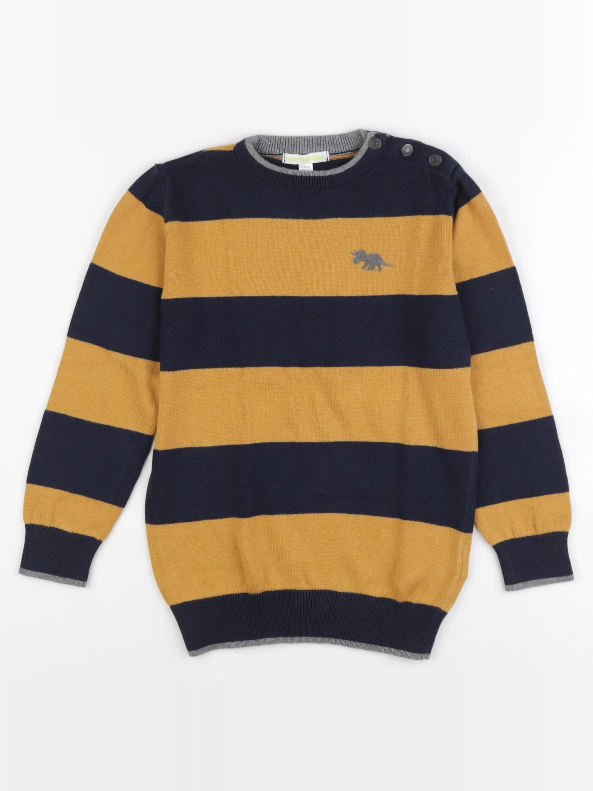 Vertbaudet - pull bleu, jaune - 8 ans