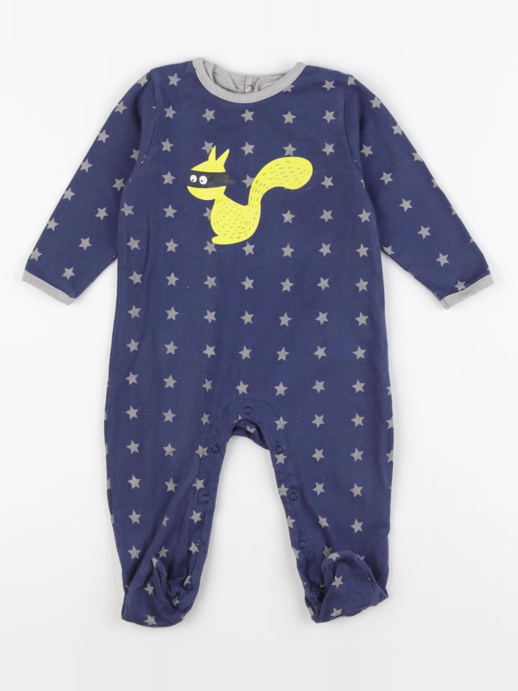 La queue du chat - pyjama coton bleu - 3 mois