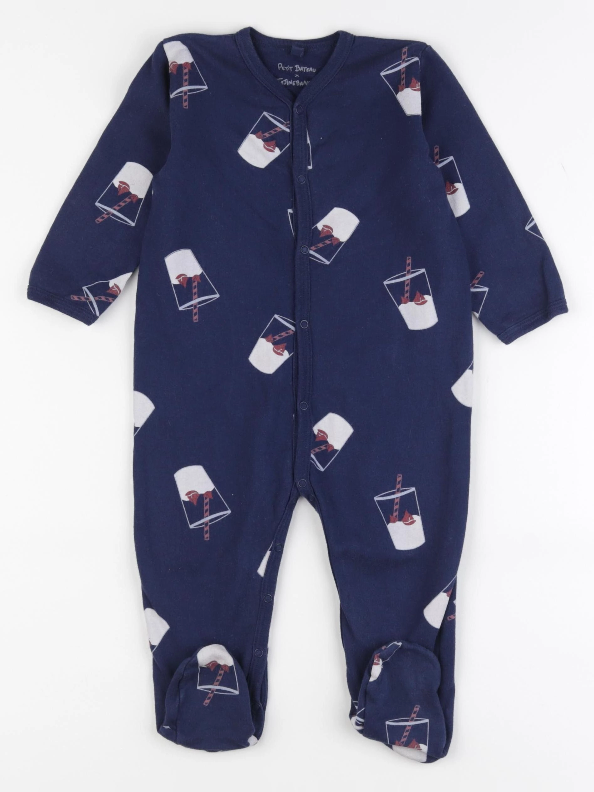 Petit Bateau - pyjama coton bleu - 3 mois