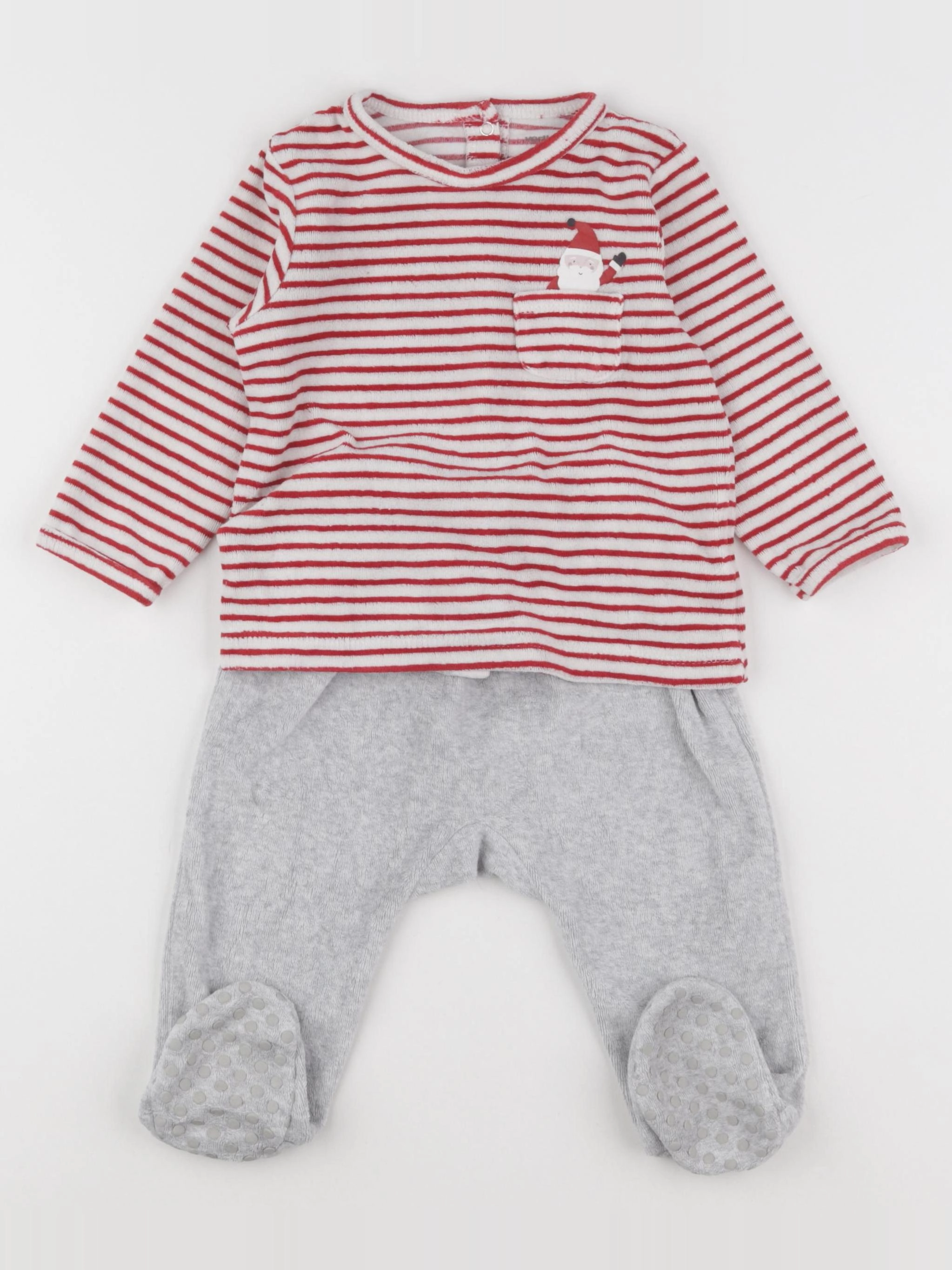 Vertbaudet - pyjama velours blanc, rouge - 12 mois