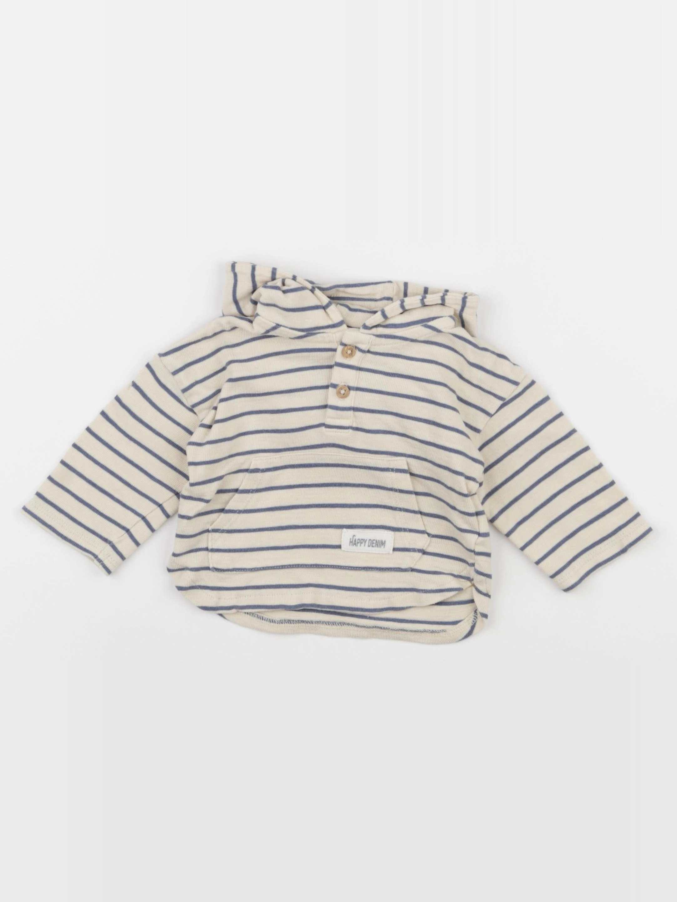 Vertbaudet - tee-shirt beige, bleu - 6 mois
