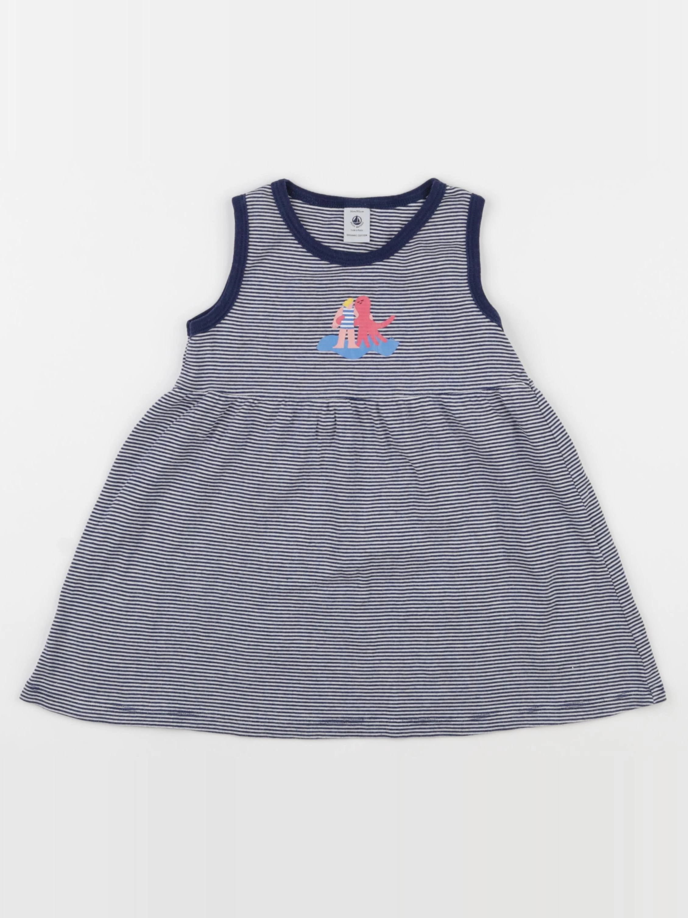 Petit Bateau - robe blanc, bleu - 36 mois