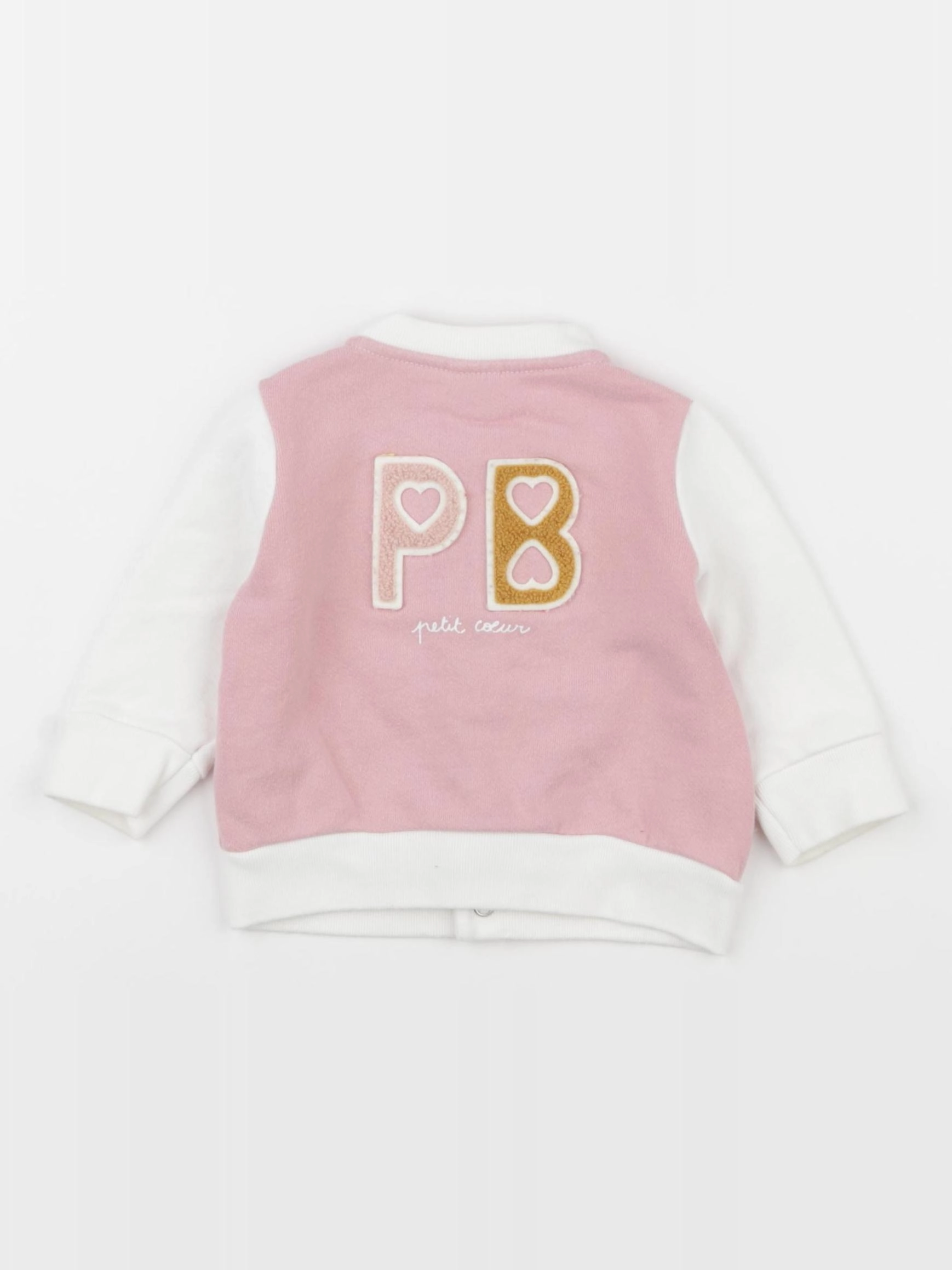 Petit Bateau - veste imprimé au dos rose, blanc - 3 mois