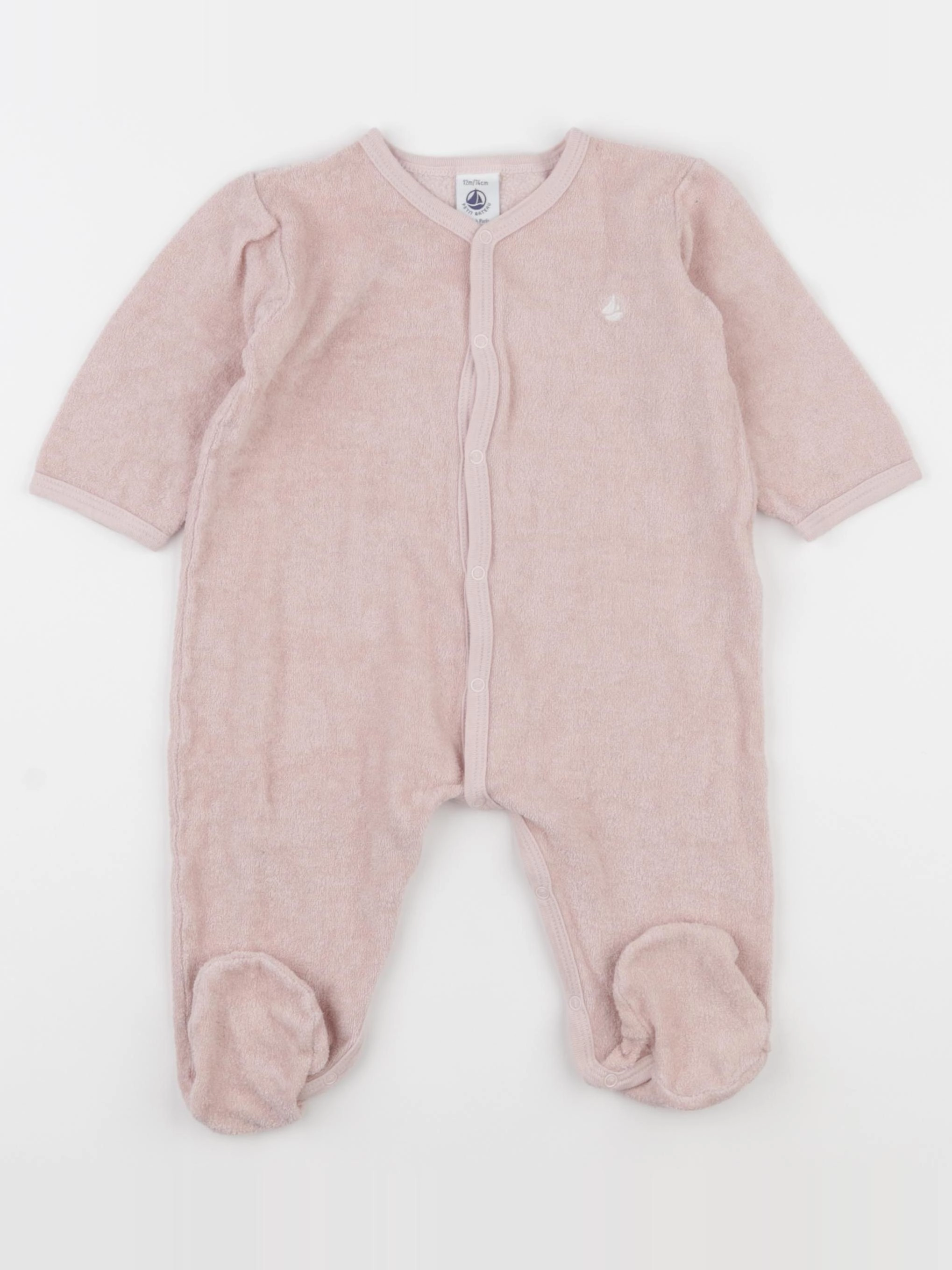 Petit Bateau - pyjama velours rose - 12 mois