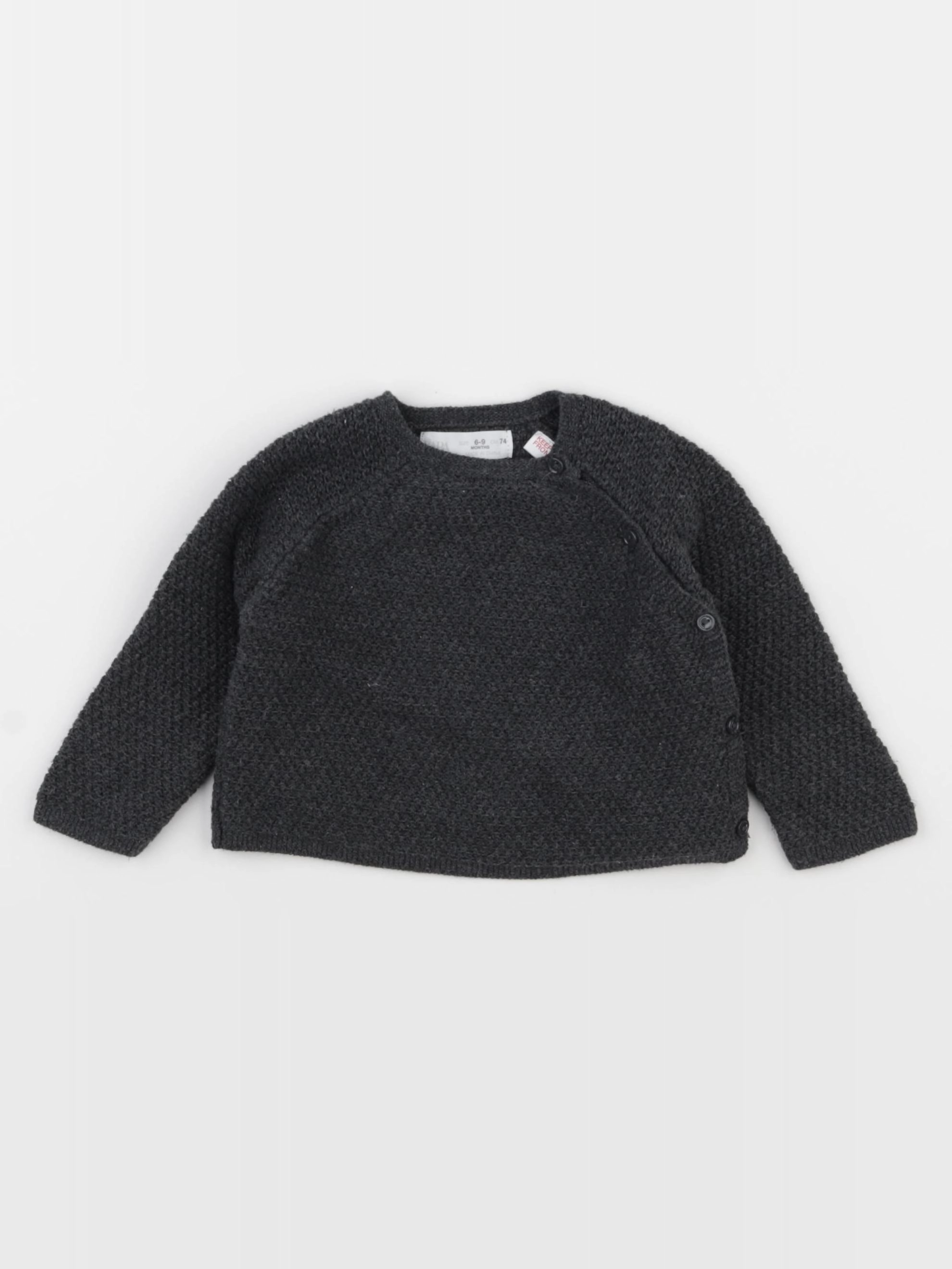 Zara - pull gris - 6/9 mois