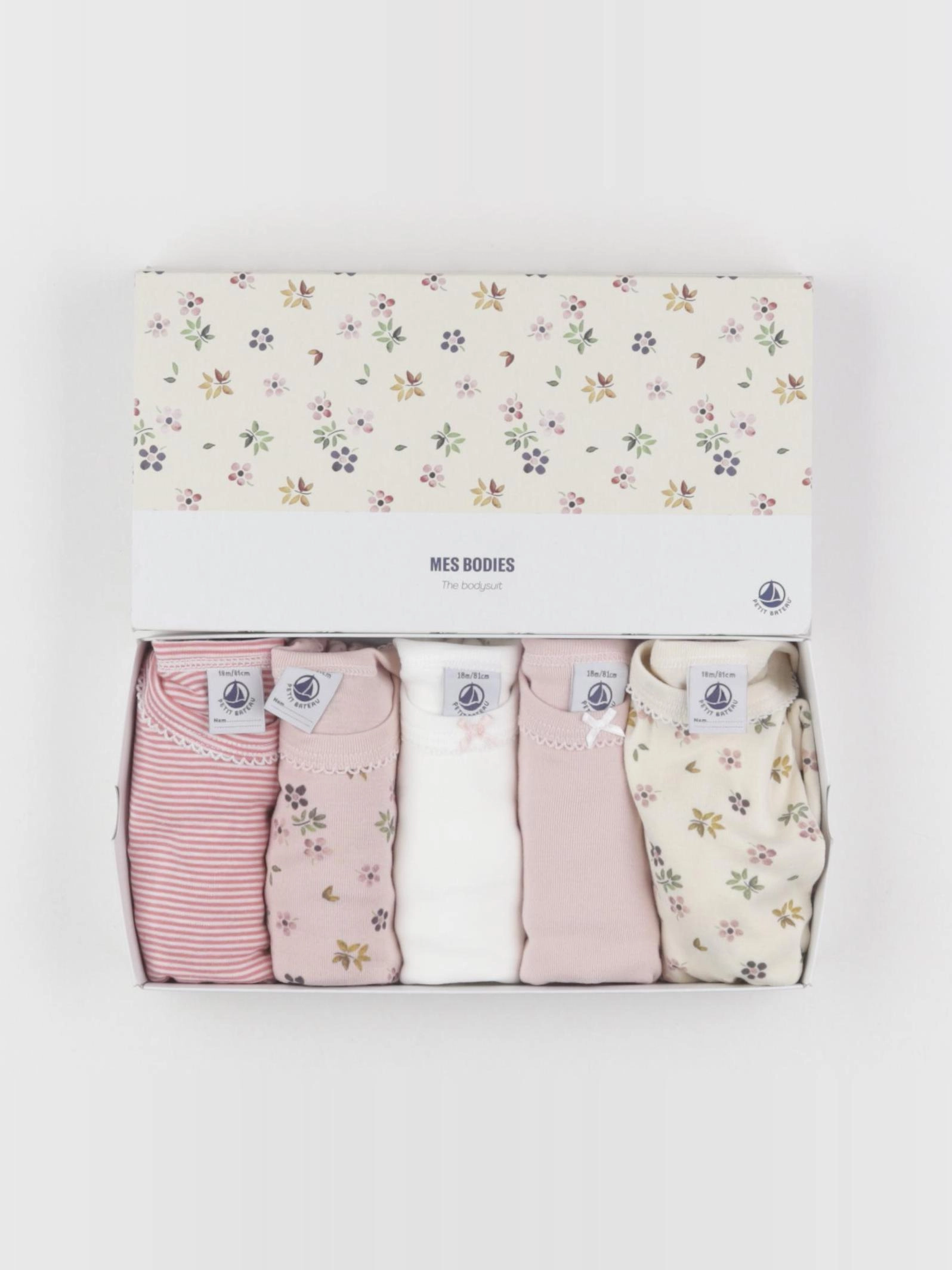 Petit Bateau - lot de 5 bodies en coton - 18 mois