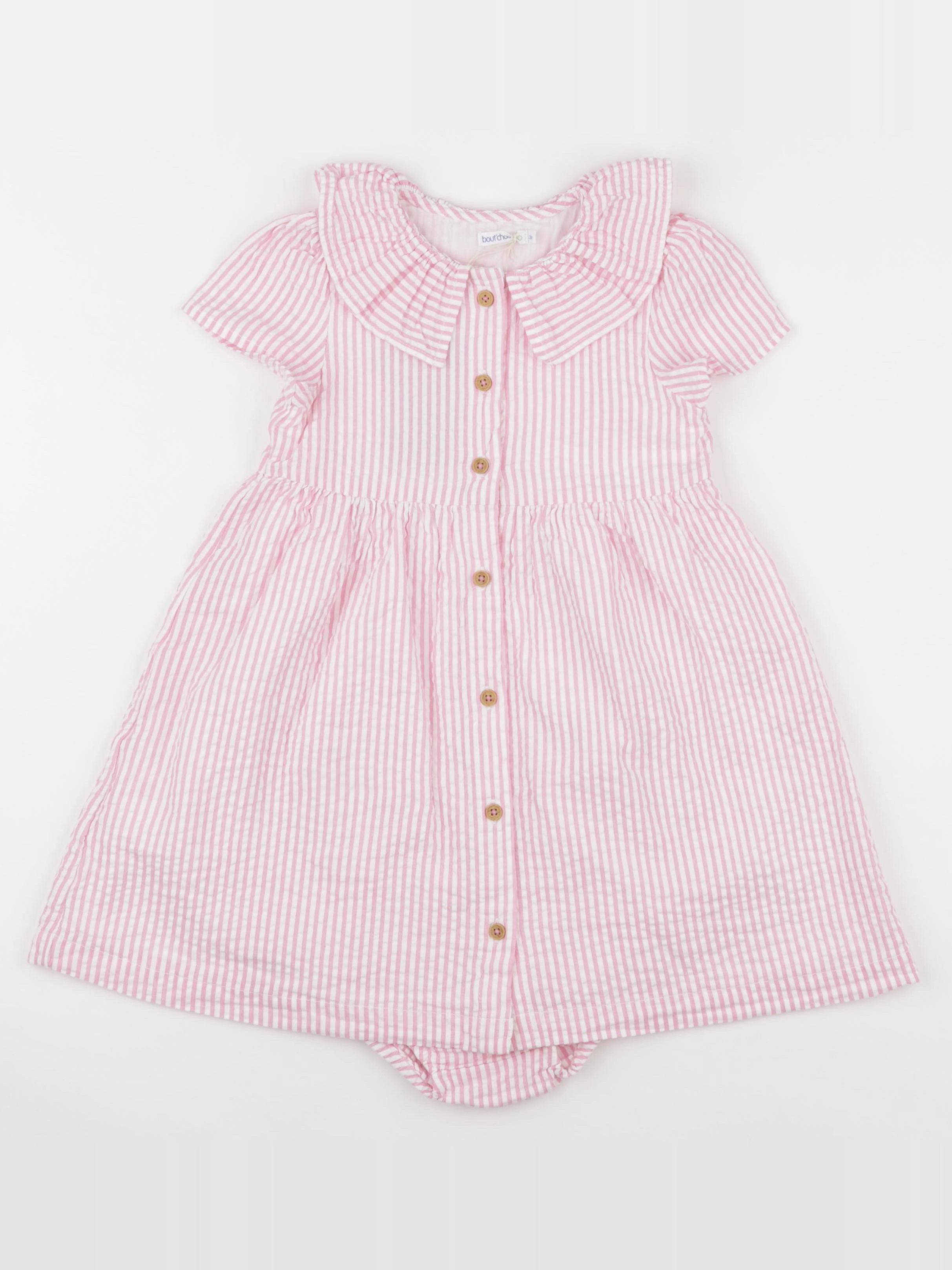 Boutchou - robe blanc, rose - 36 mois